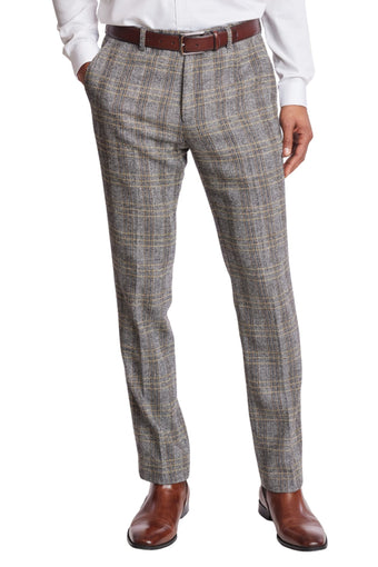 Downing Pants - slim - Grey Brown Herringbone