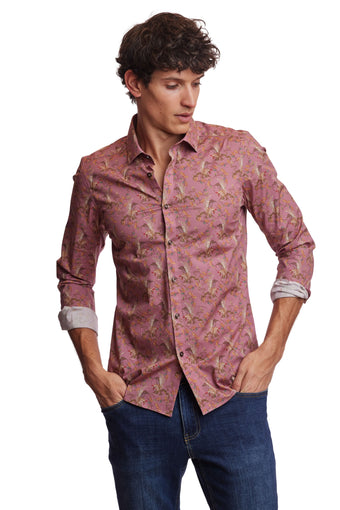 Samuel Spread Collar Shirt - Pink Dragon