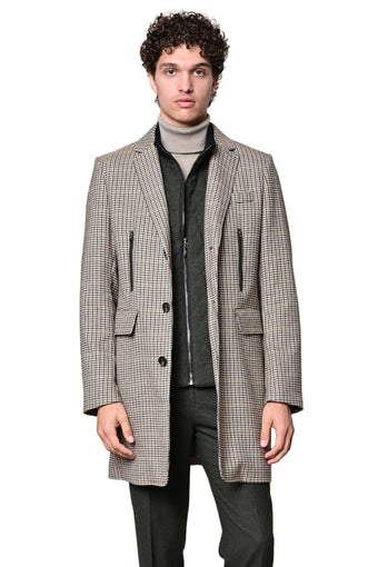 Alexander Coat - Removable Bib - slim - Brown Green Houndstooth