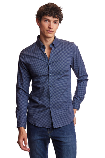 Brian Button Down Shirt - Navy Light Blue