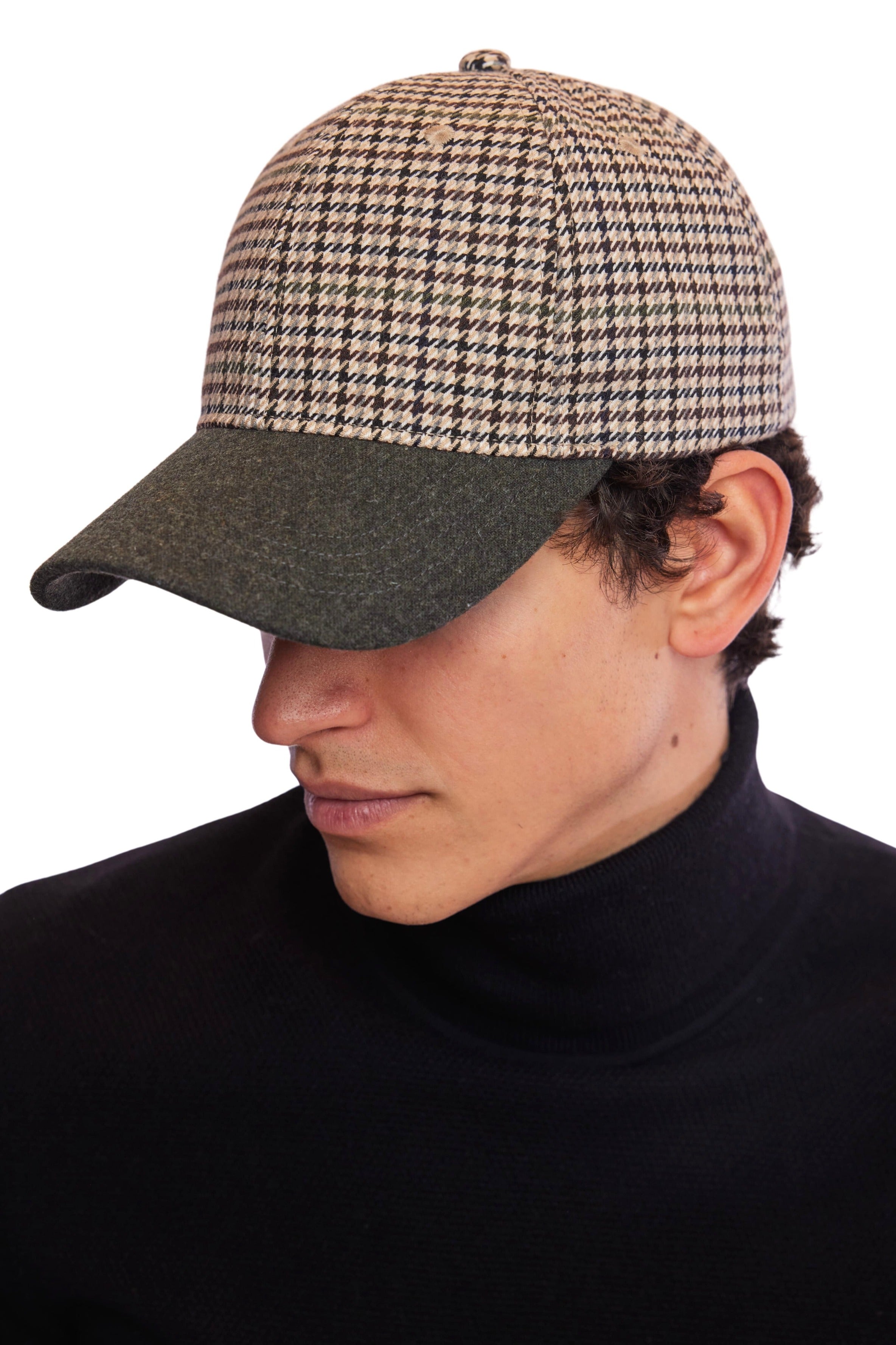 Colin Baseball - Brown Green Black Houndstooth