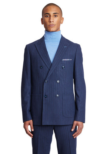 Soho Peak DB Jacket - slim - Navy Pinstripe Flannel