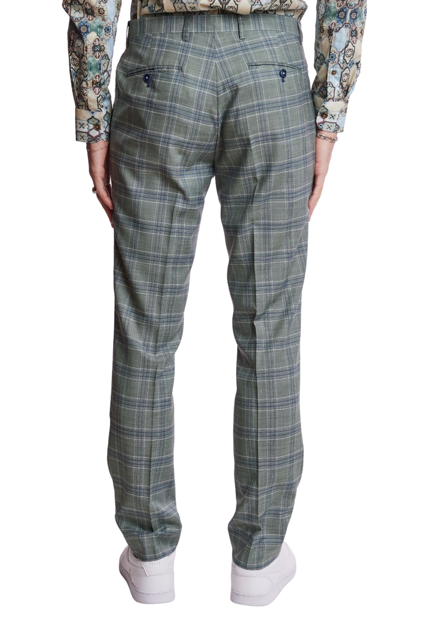 Downing Pants - slim - Green Blue White Check