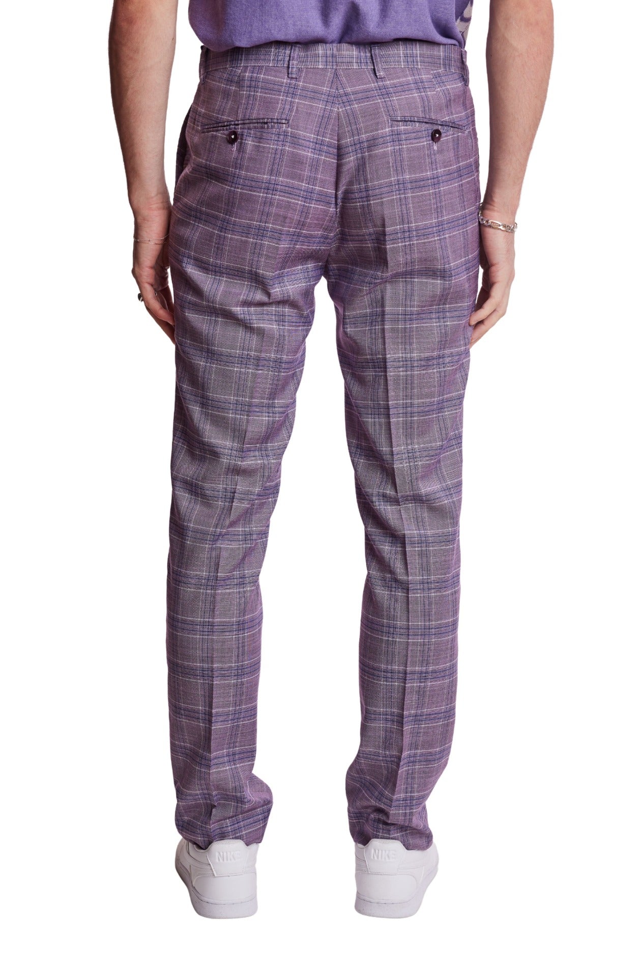 Downing Pants - slim - Lilac White Blue Check