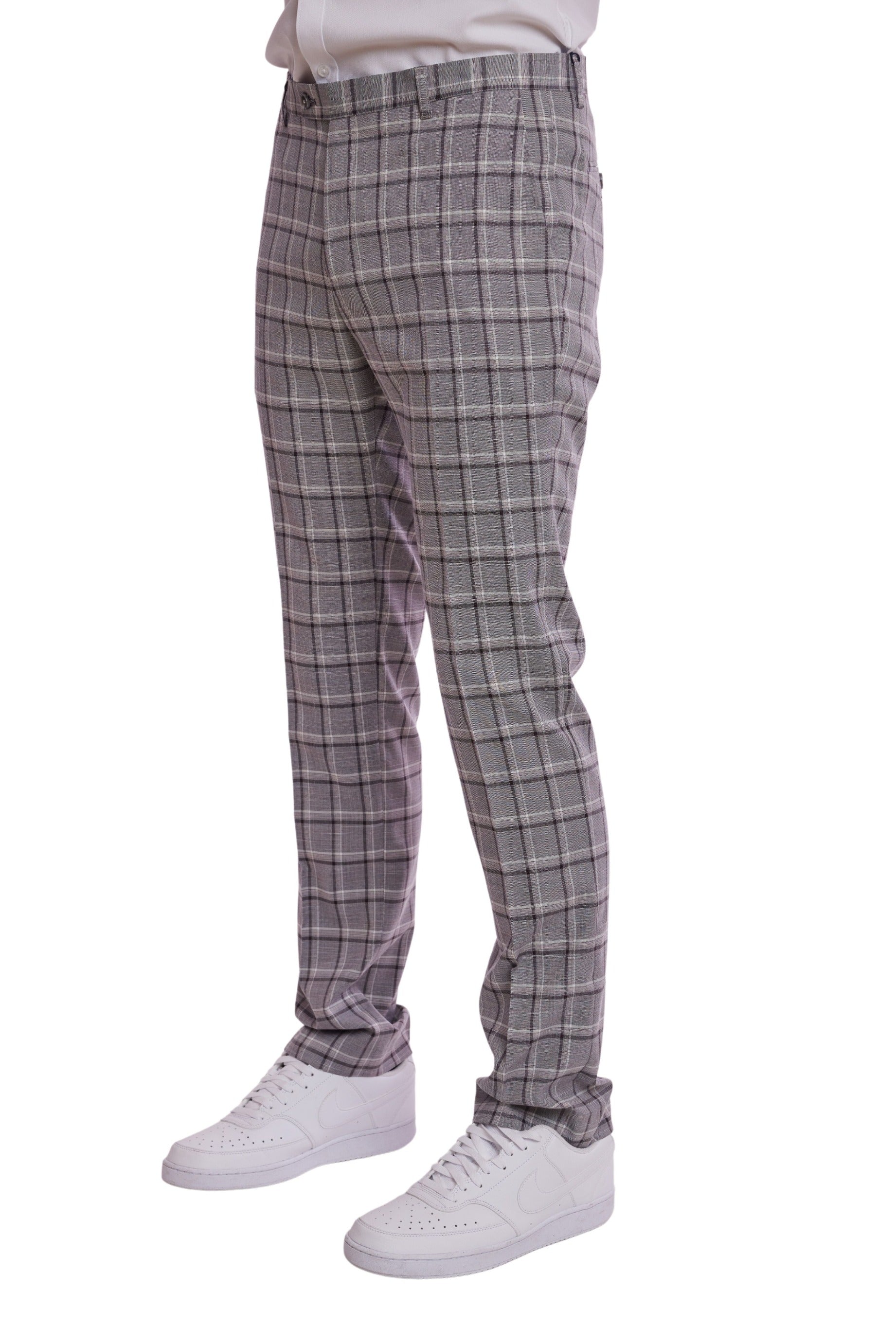 Downing Pants - slim - Grey Wht Peach Check