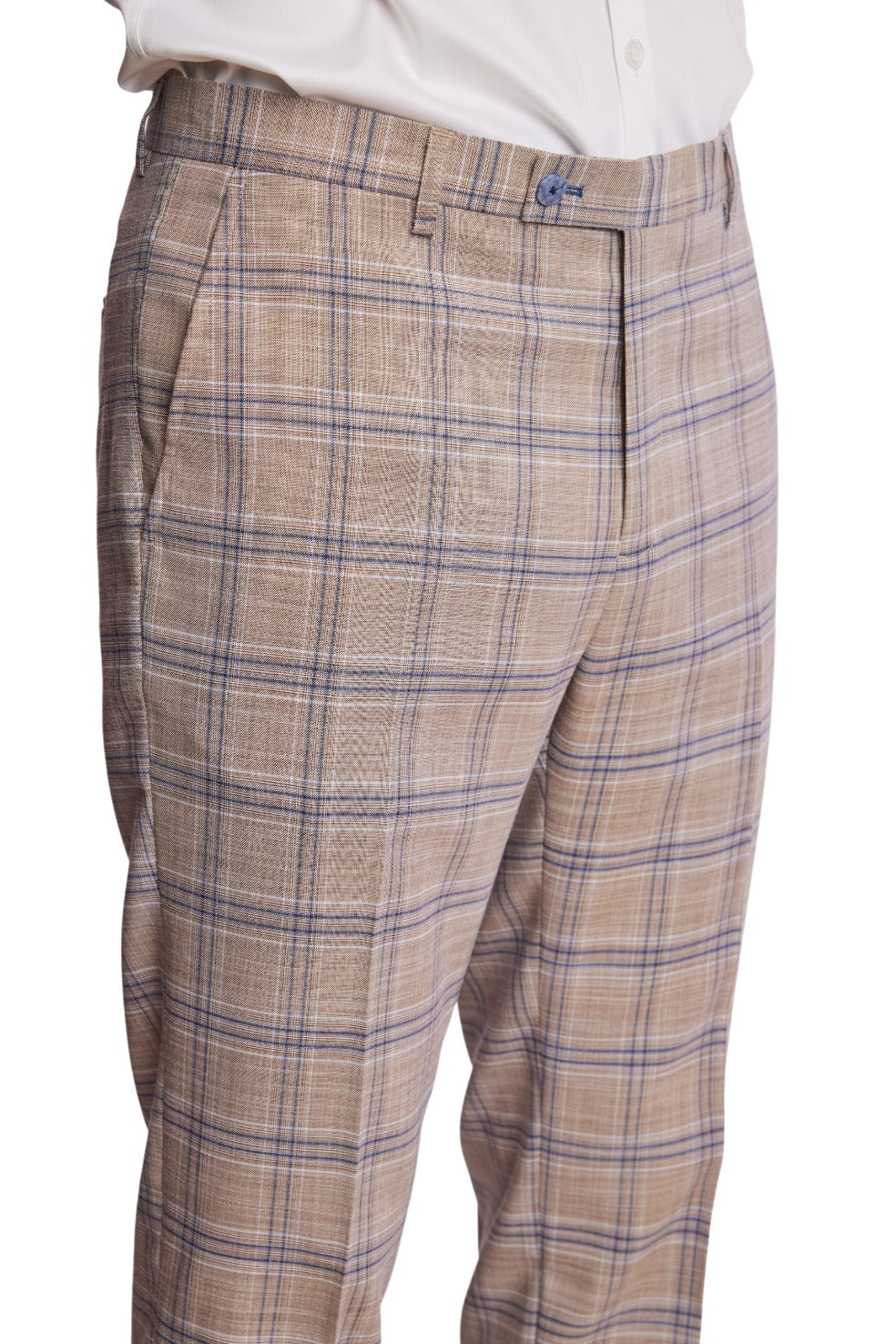 Downing Pants - slim - Tan Blue White Check