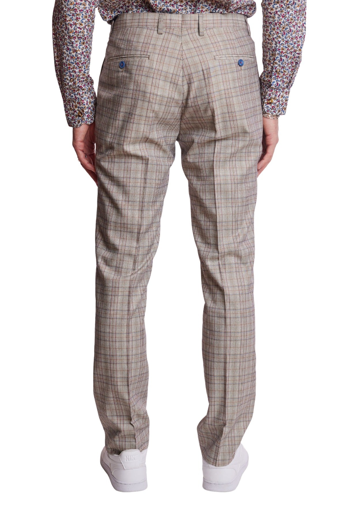 Downing Pants - slim - Tan Pink Blue Plaid