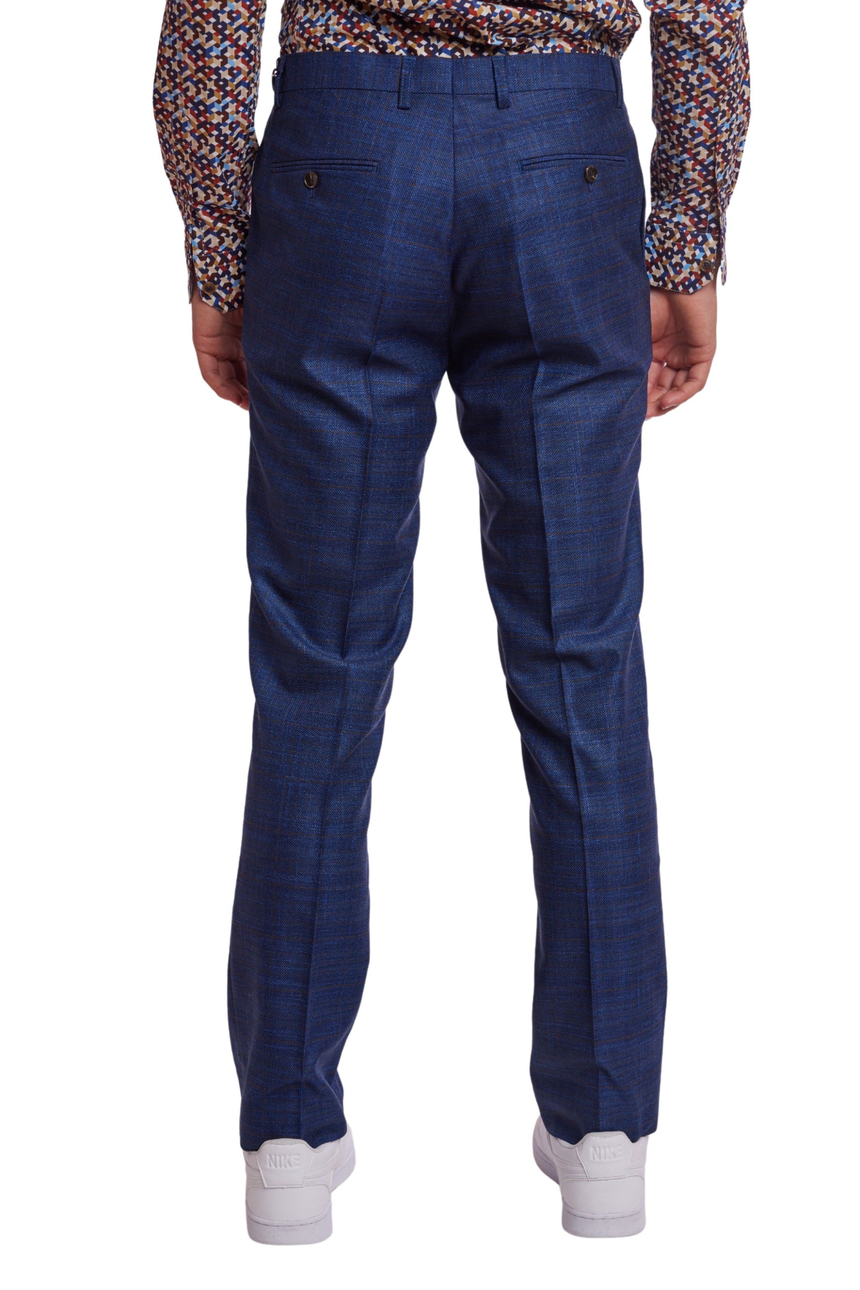 Downing Pants - slim - Blue Cognac Check