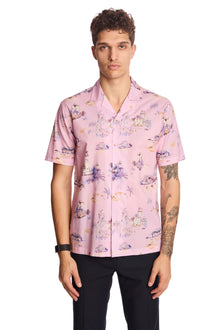  S/S Camp Collar Shirt - Pink Summer Island