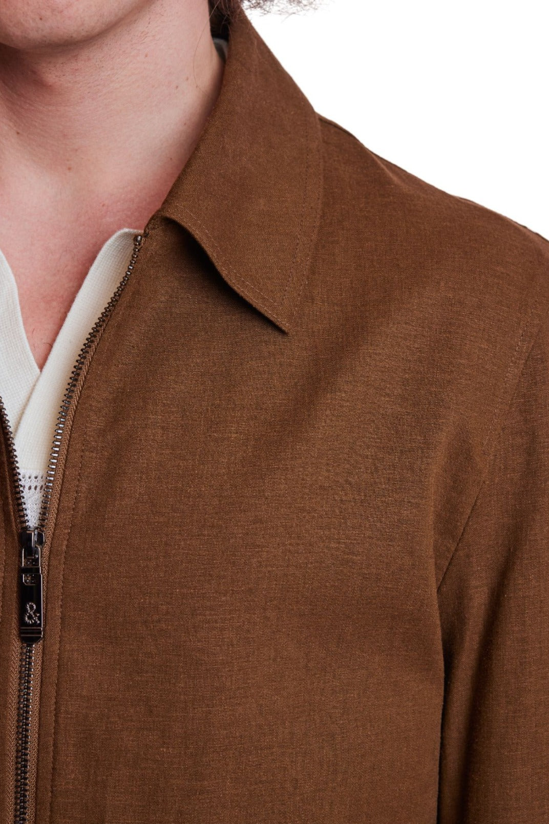 Milo Bomber Jacket - slim - Brown Linen