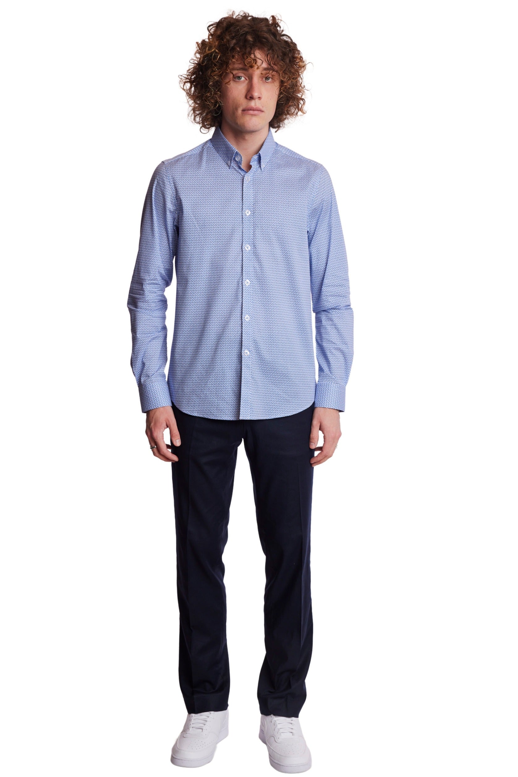 Brian Button Down Shirt - Sky Blue Dots