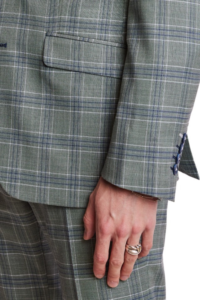 Dover Notch Jacket  - slim - Green Blue White Check