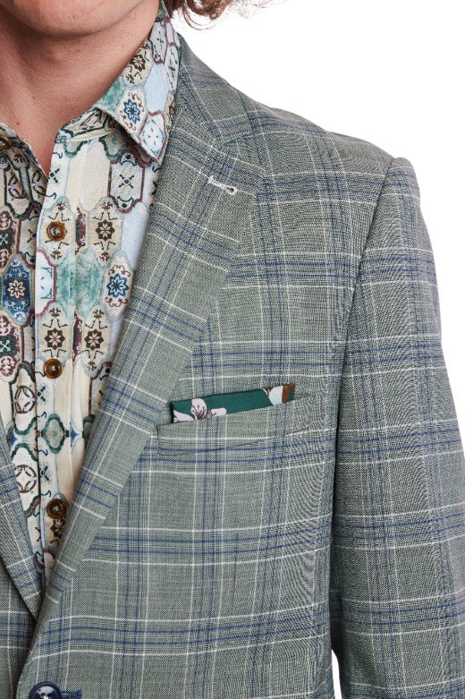 Dover Notch Jacket  - slim - Green Blue White Check