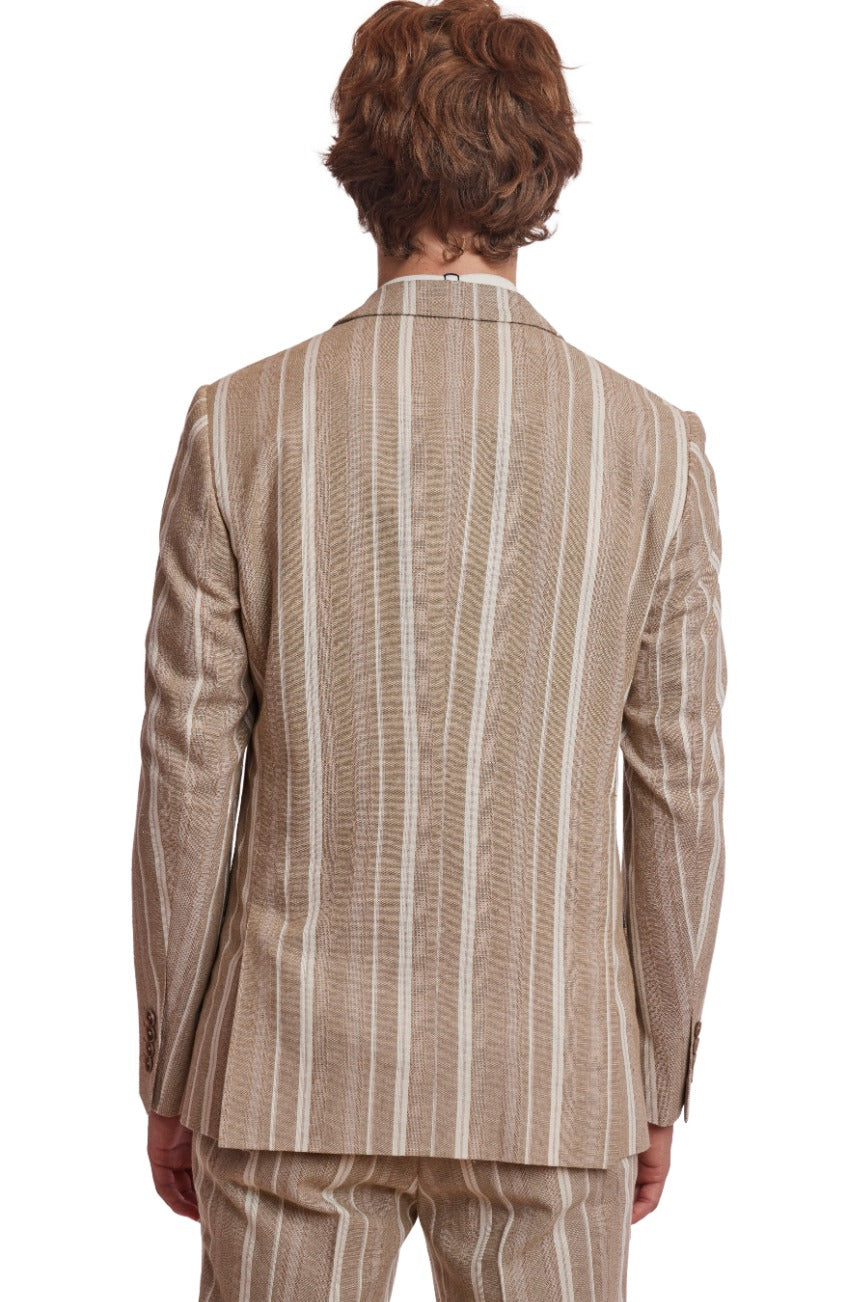 Dover Notch Jacket - slim - Tan Beige Stripes