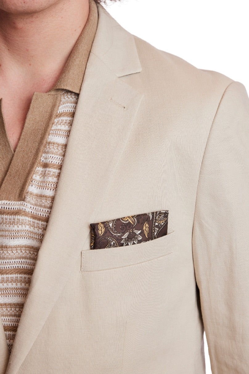 Dover Notch Jacket - slim - Tan Linen