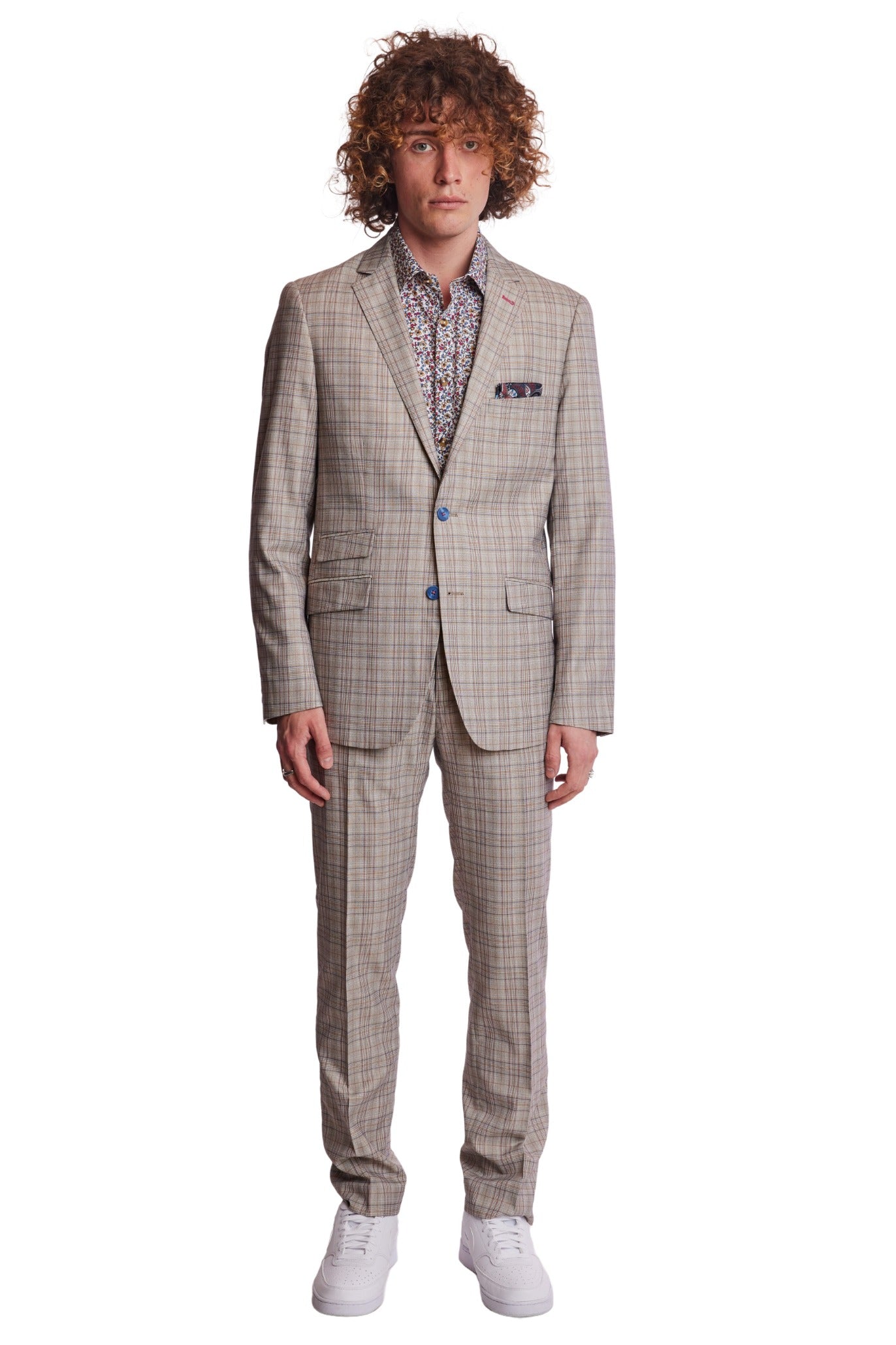 Dover Notch Jacket  - slim - Tan Pink Blue Plaid