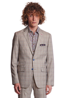  Dover Notch Jacket  - slim - Tan Pink Blue Plaid