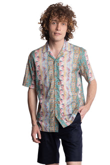  S/S Camp Collar Shirt - Pink Green Floral Multi