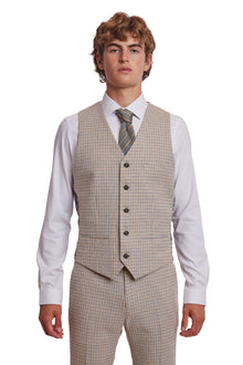  Eaton 5 Button Vest - slim - Grey White Yellow Gingham - slim - Grey White Yellow Gingham