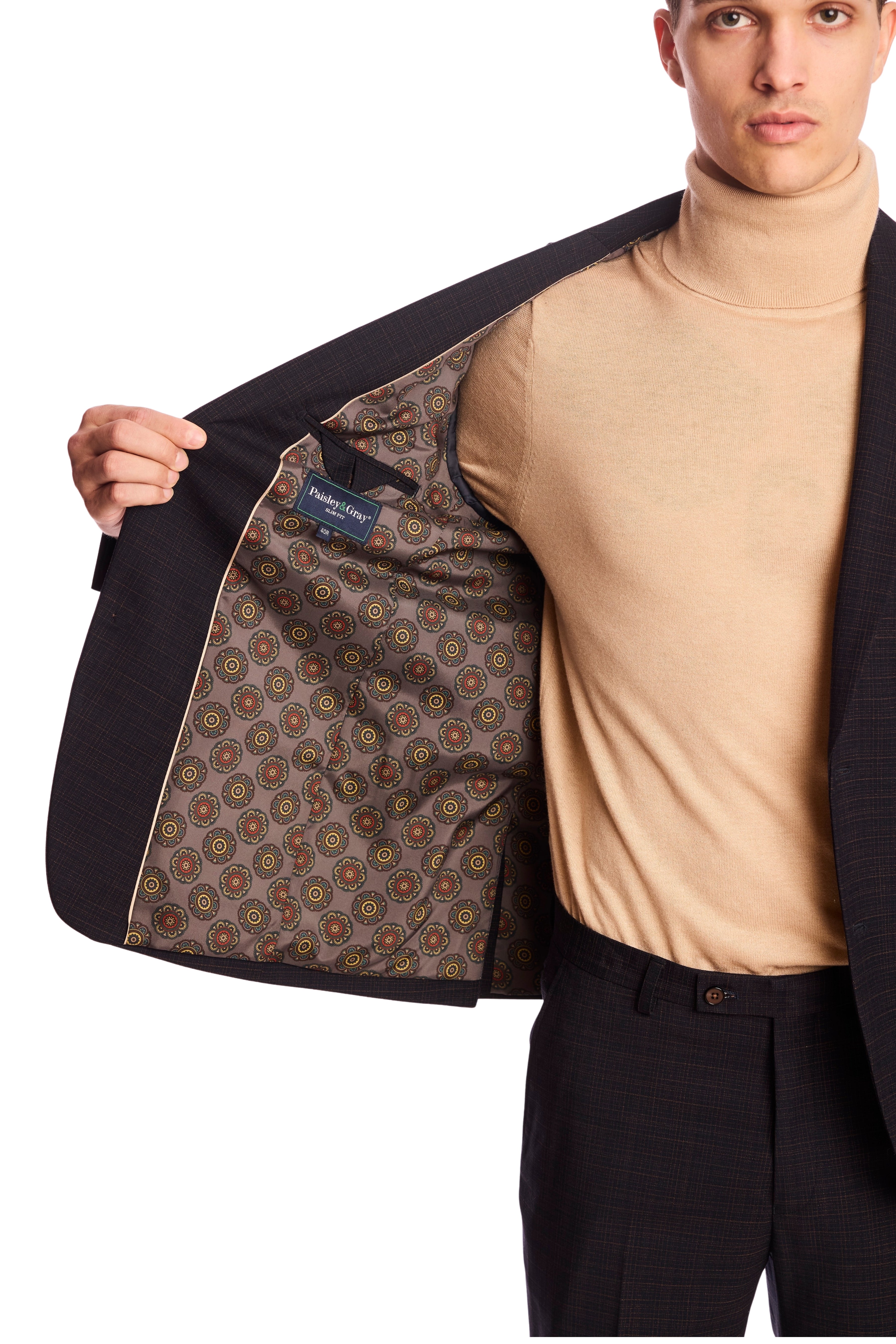 Ashton Peak Jacket - slim - Blue Camel Grid