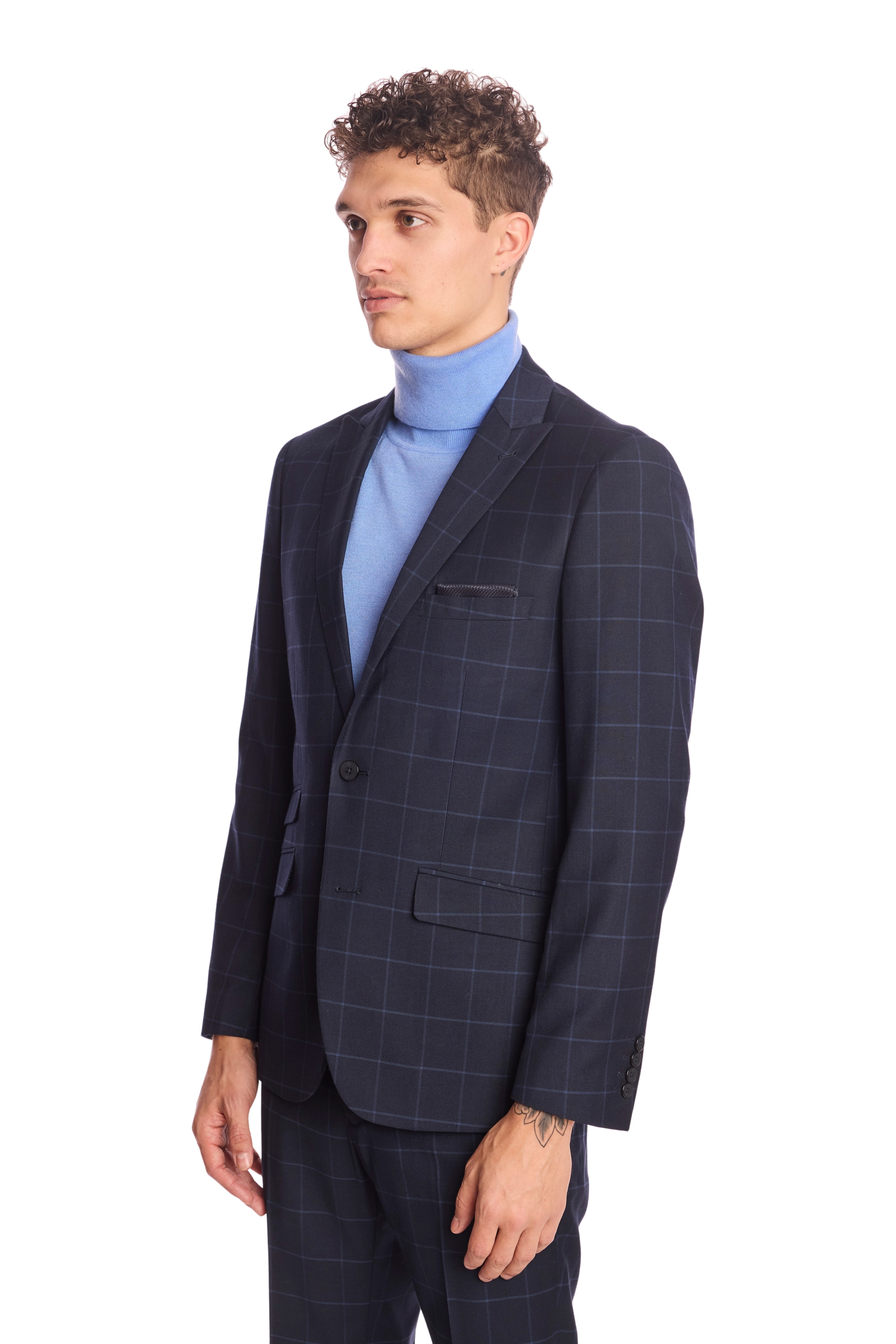 Ashton Peak Jacket - slim - Navy Windowpane