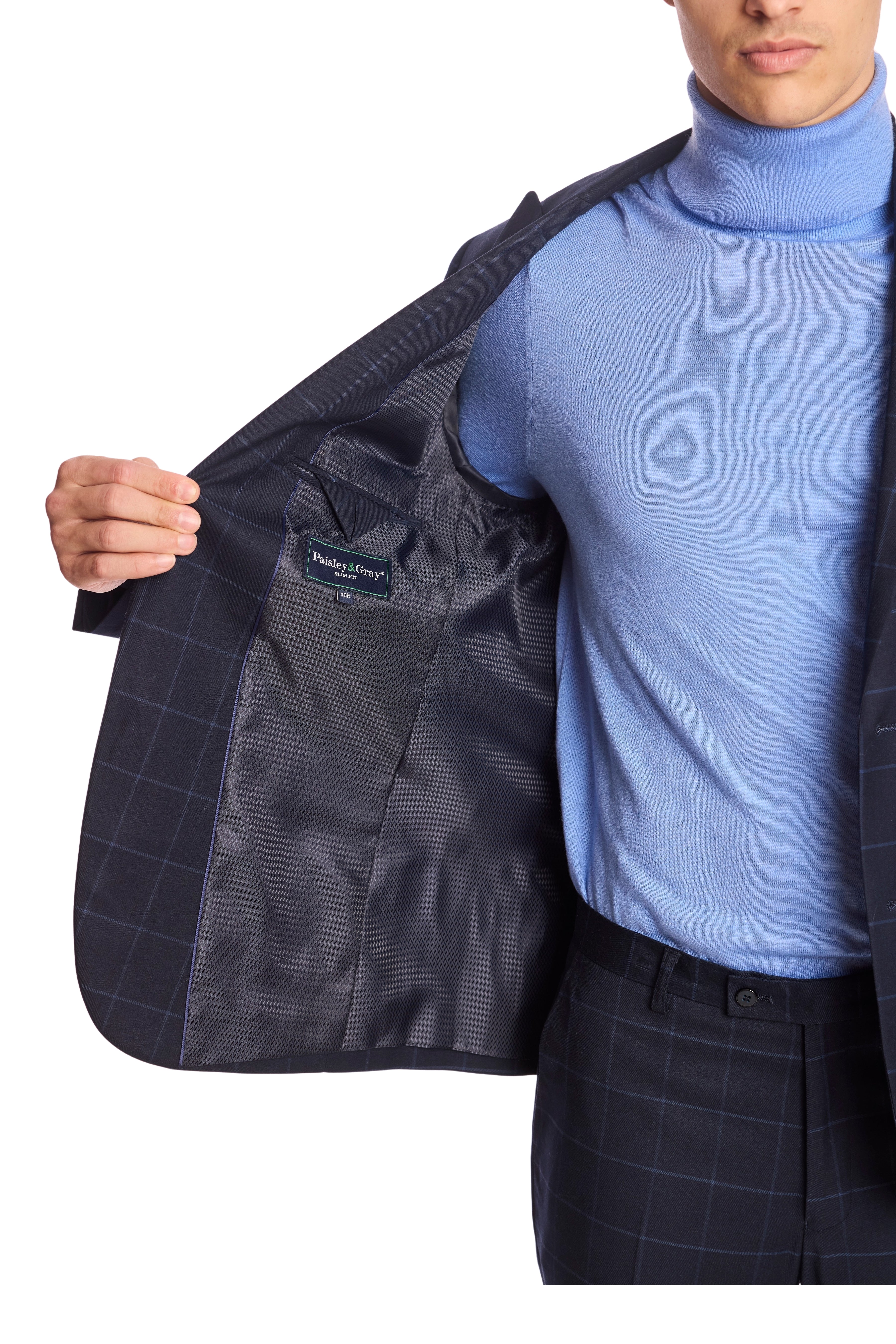 Ashton Peak Jacket - slim - Navy Windowpane