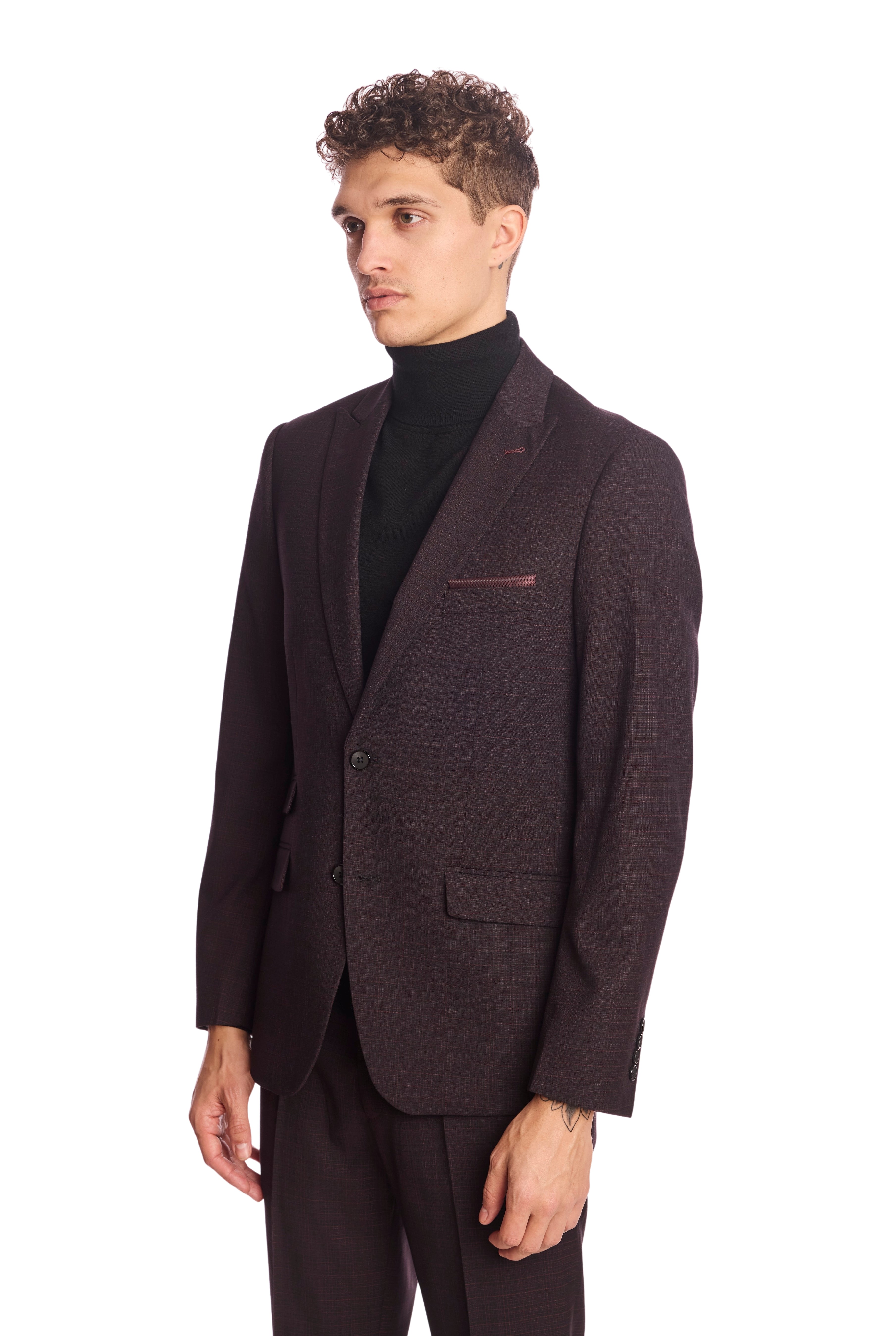 Ashton Peak Jacket - slim - Black Burgundy Grid