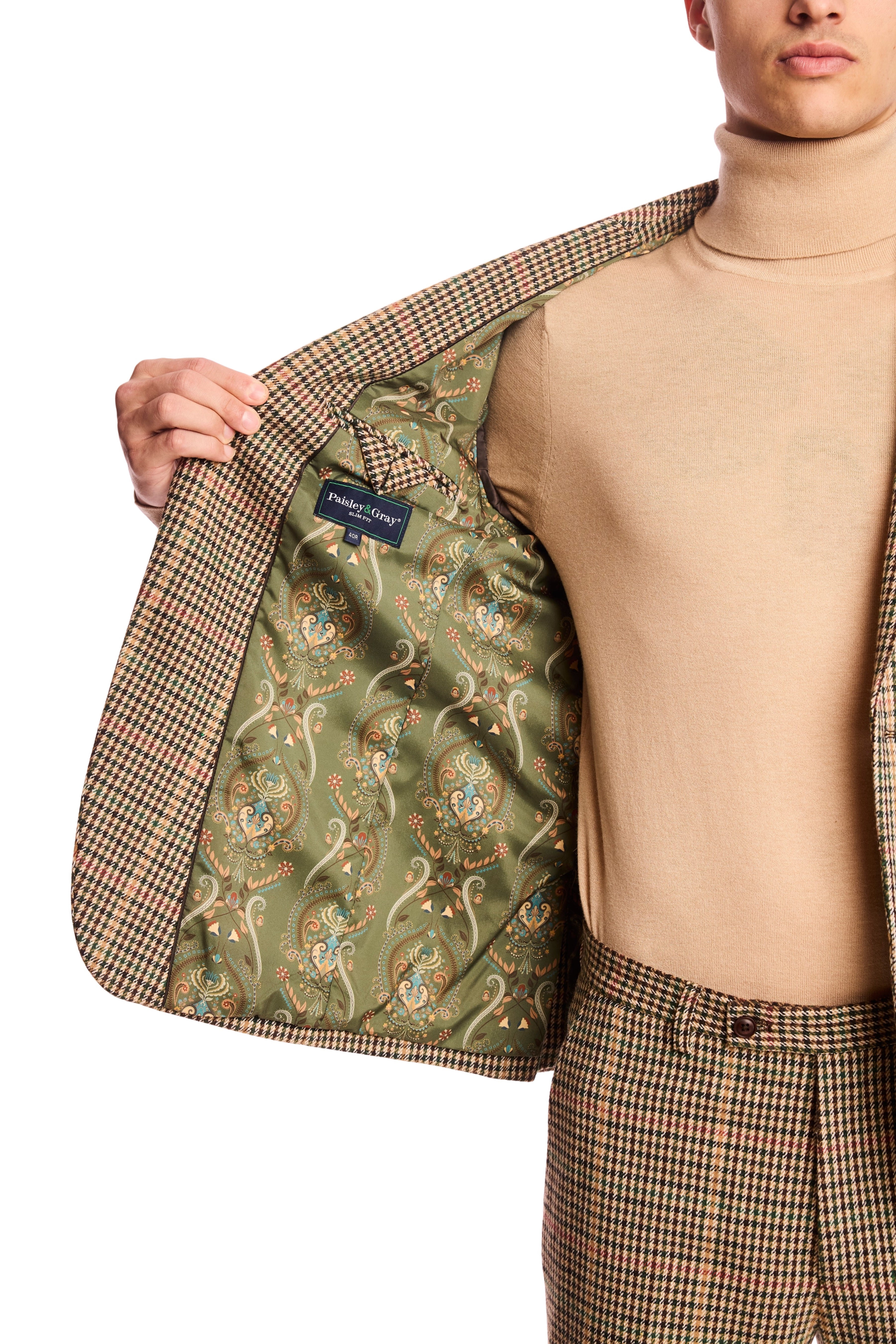 Ashton Peak Jacket - slim - Green Multi Houndstooth