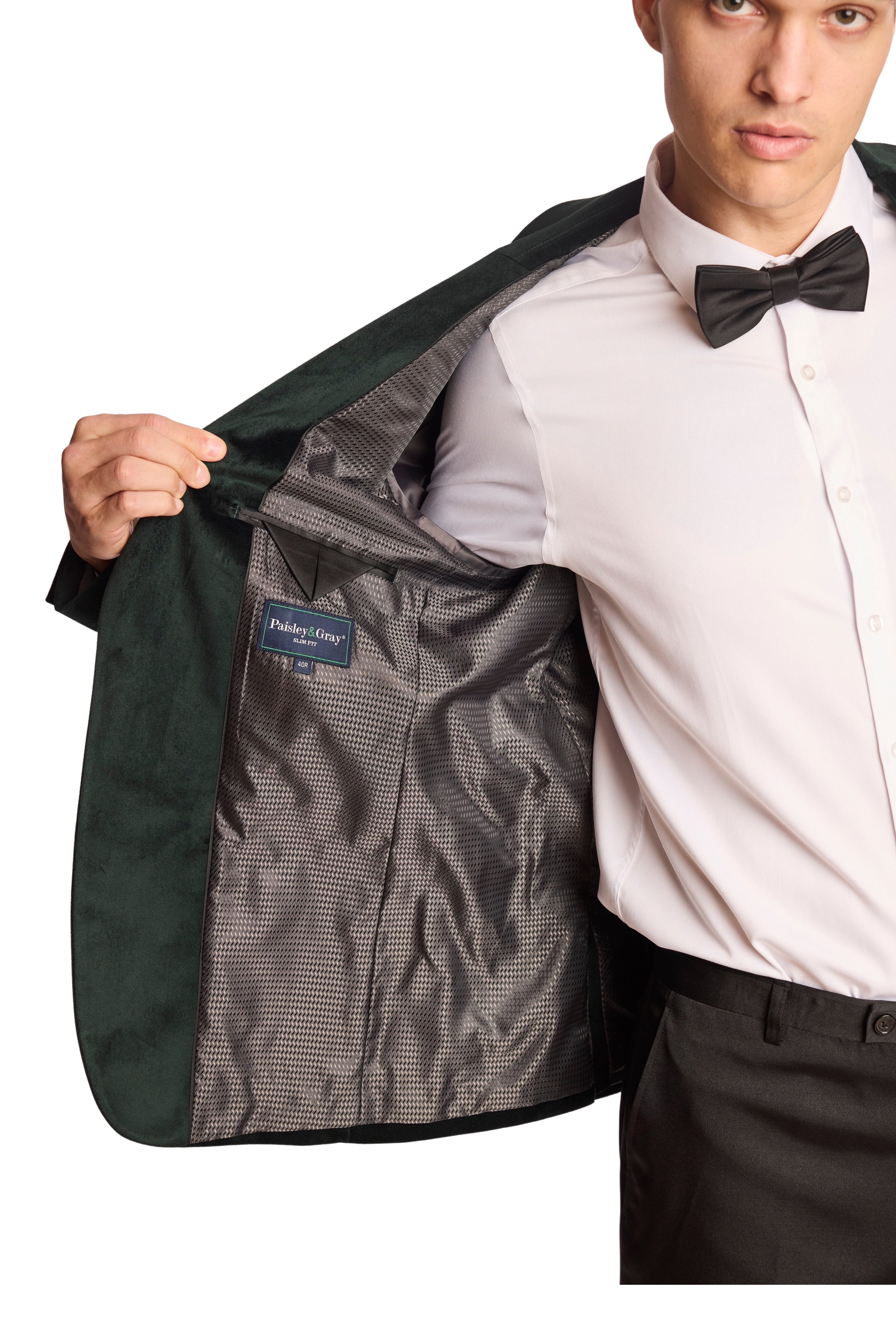 Kyle Big Peak Tux Jacket - slim - Dark Green Velvet