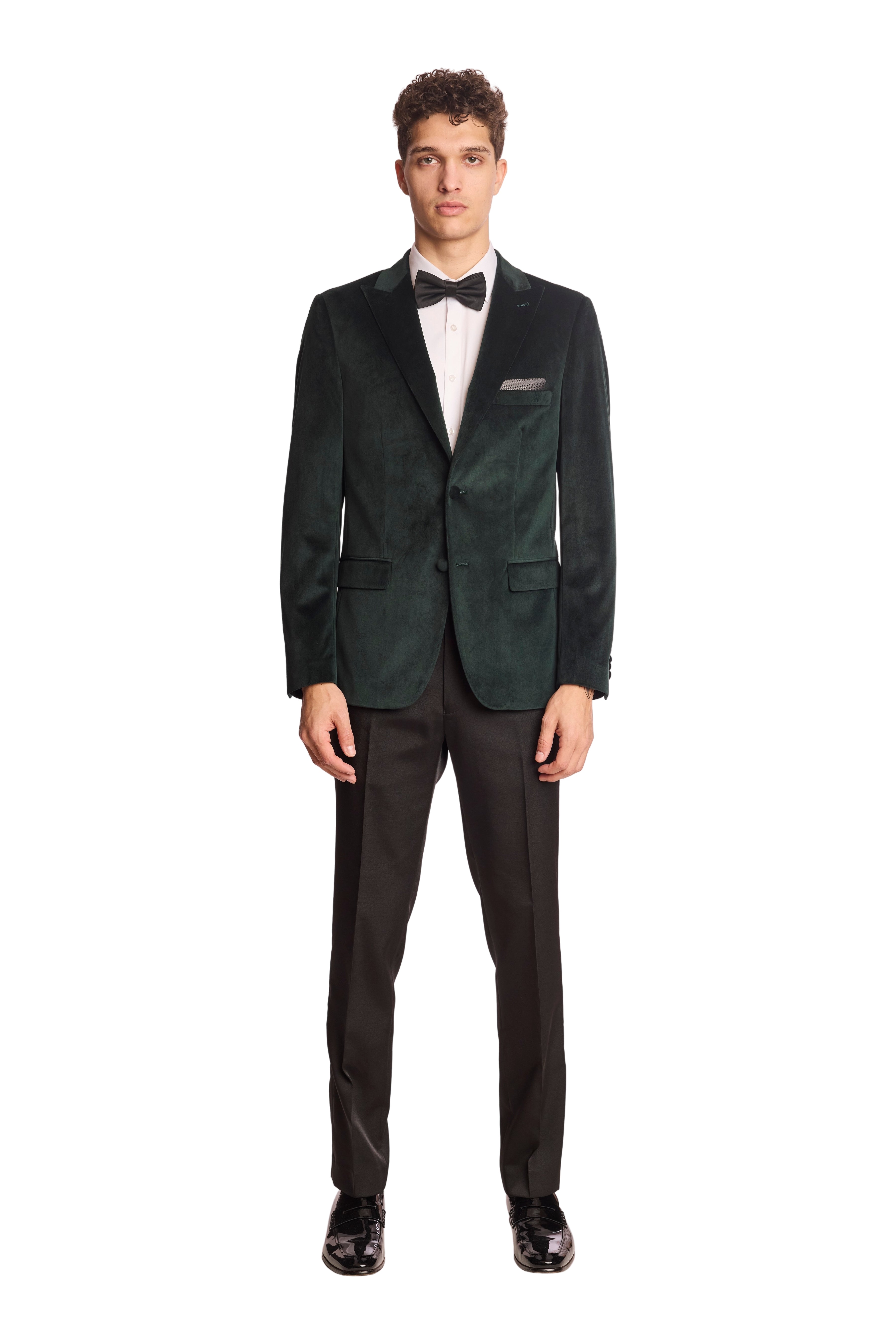 Kyle Big Peak Tux Jacket - slim - Dark Green Velvet