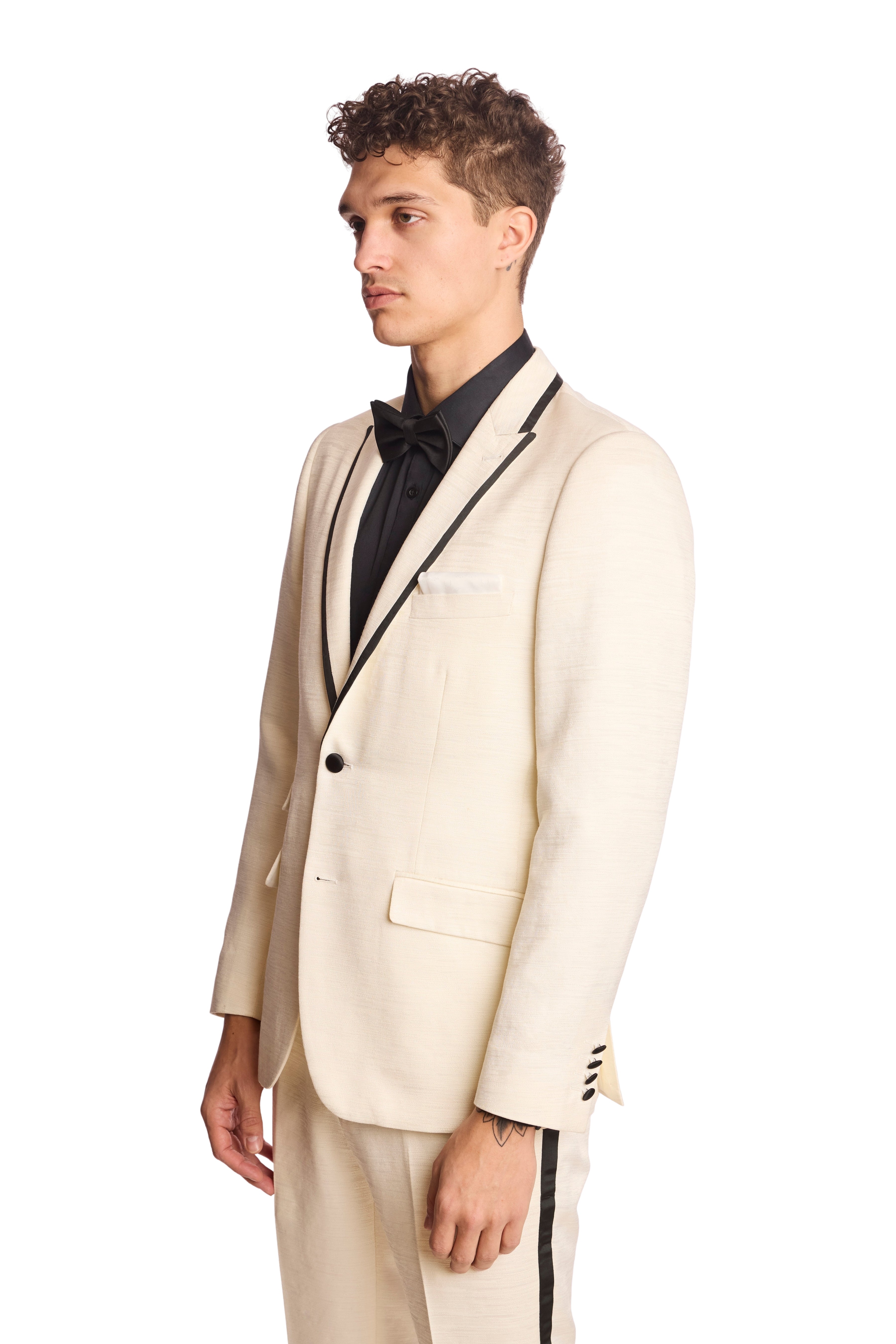 Grosvenor Peak Tux Jacket - slim - Milk White Jacquard