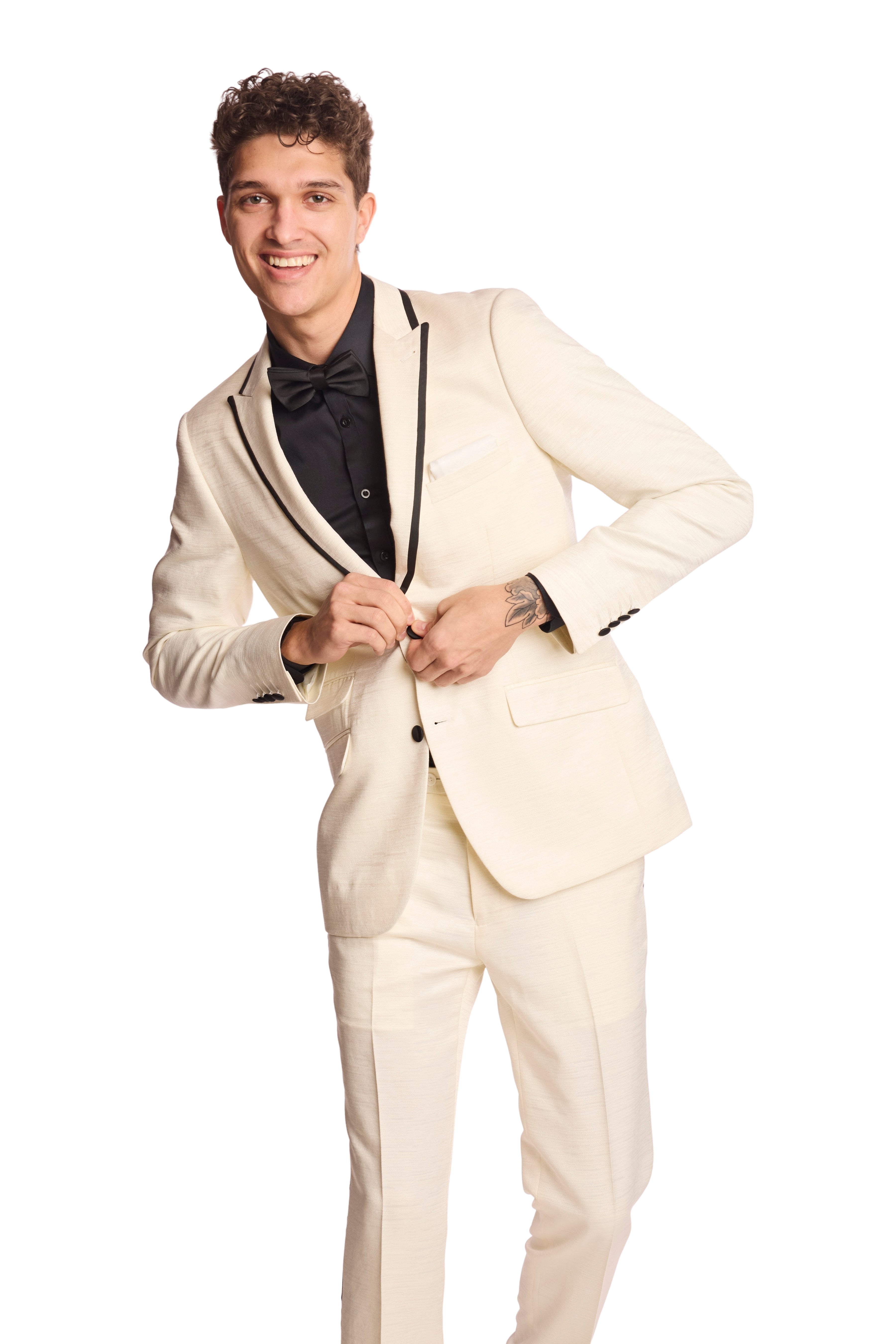 Grosvenor Peak Tux Jacket - slim - Milk White Jacquard