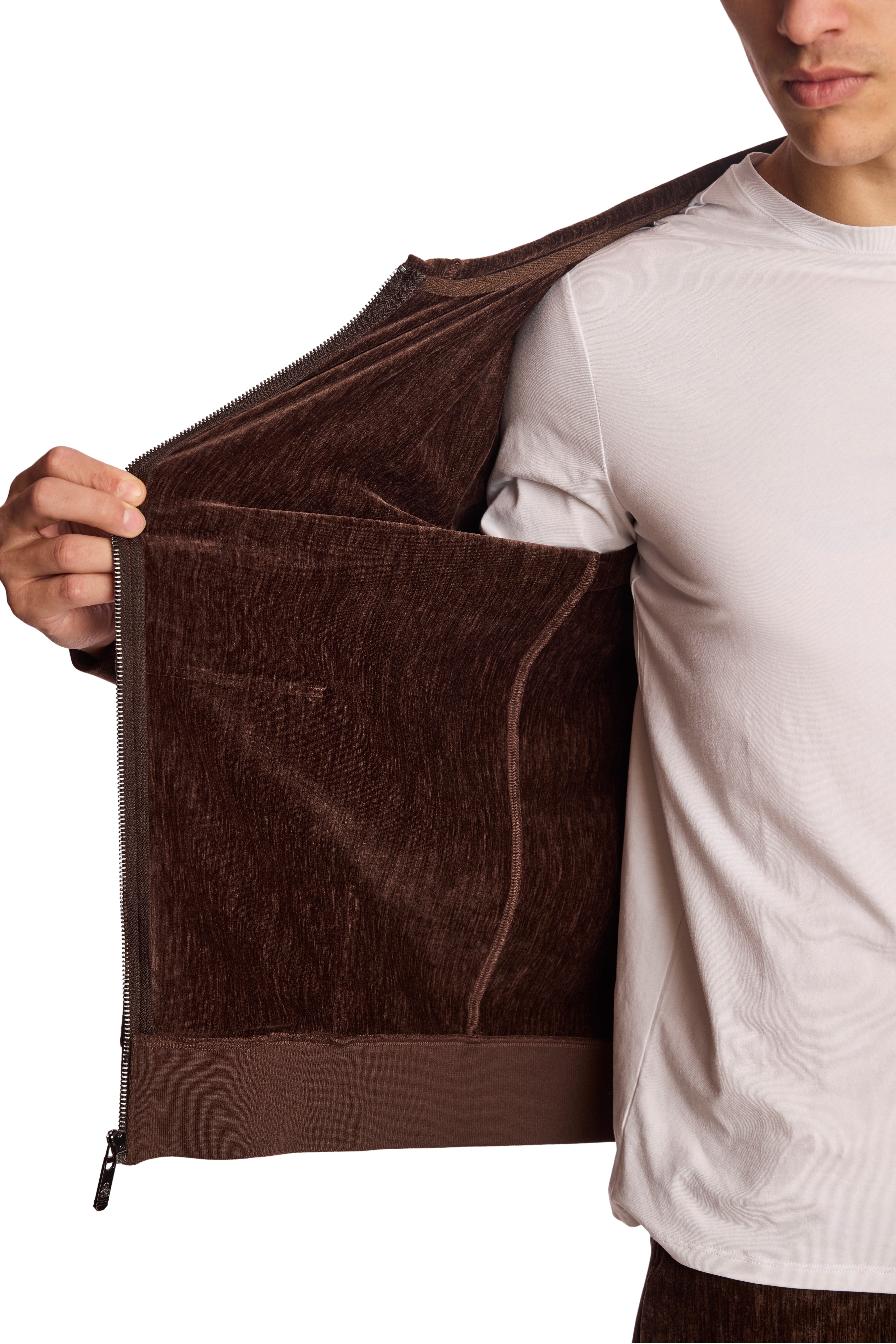 Velvet Zip-Up Hoody - Chocolate Brown Velvet