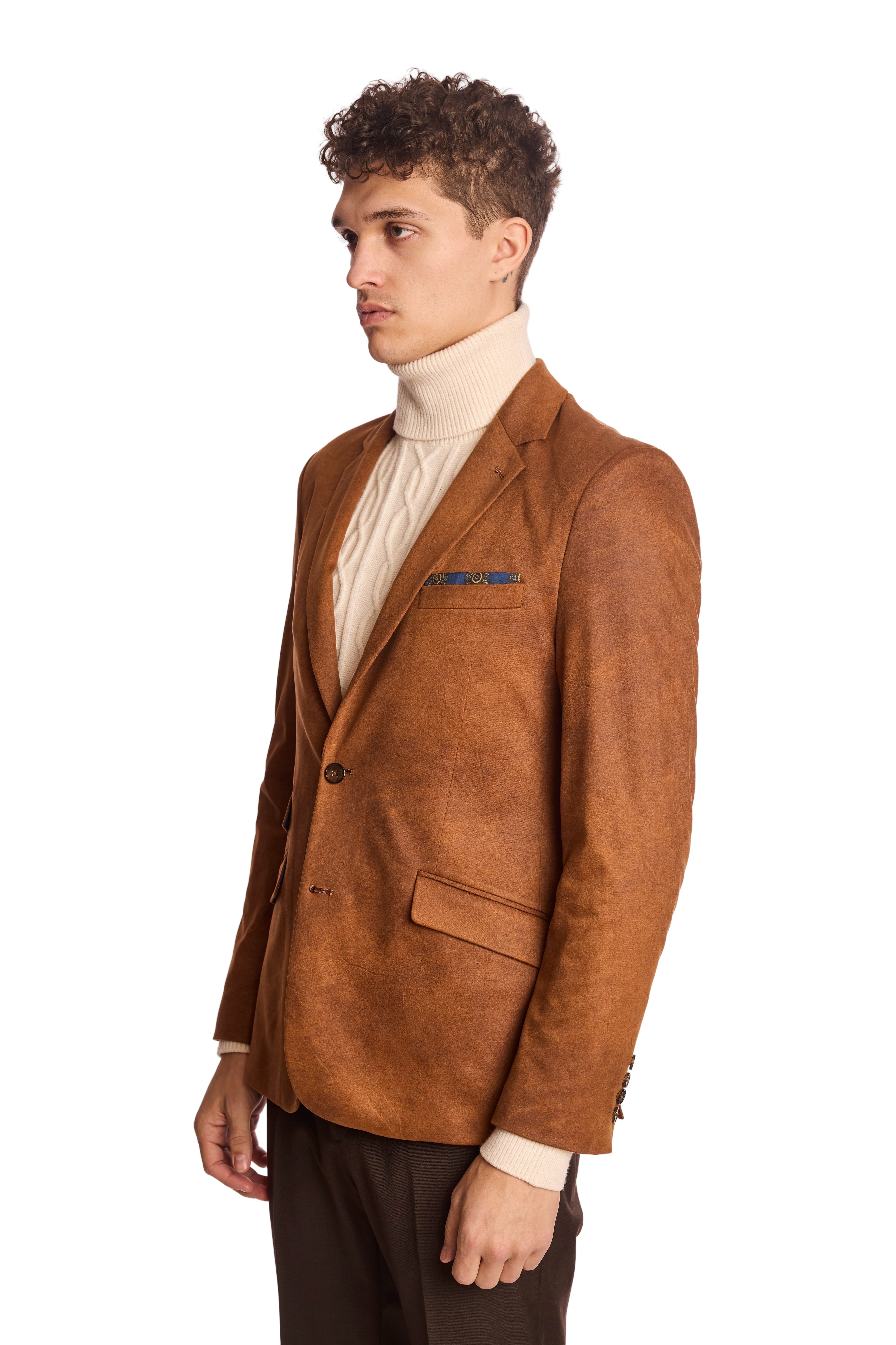 Notch Sports Jacket - Brown Caramel Vegan Leather