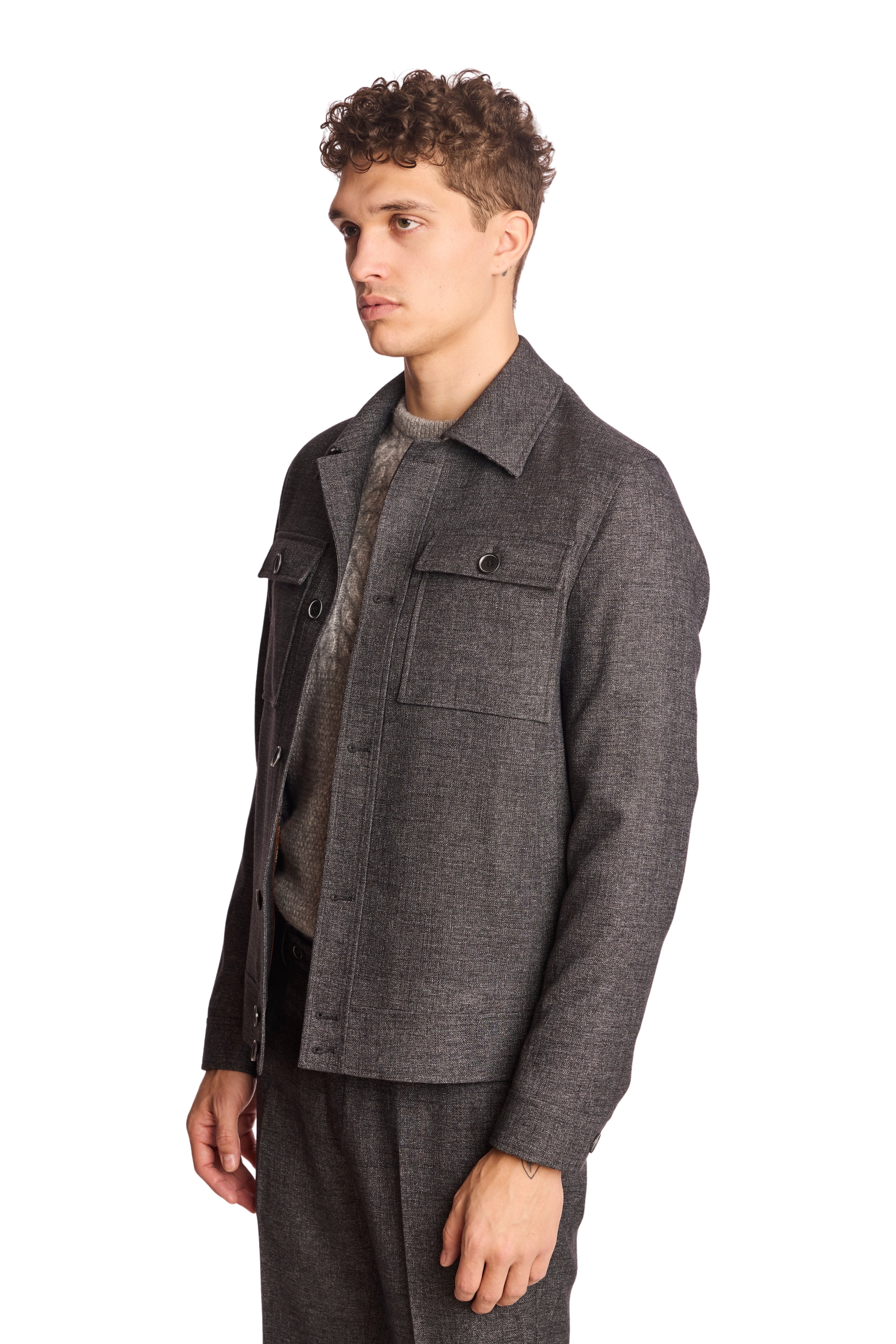 Hilo Button Jacket - Charcoal