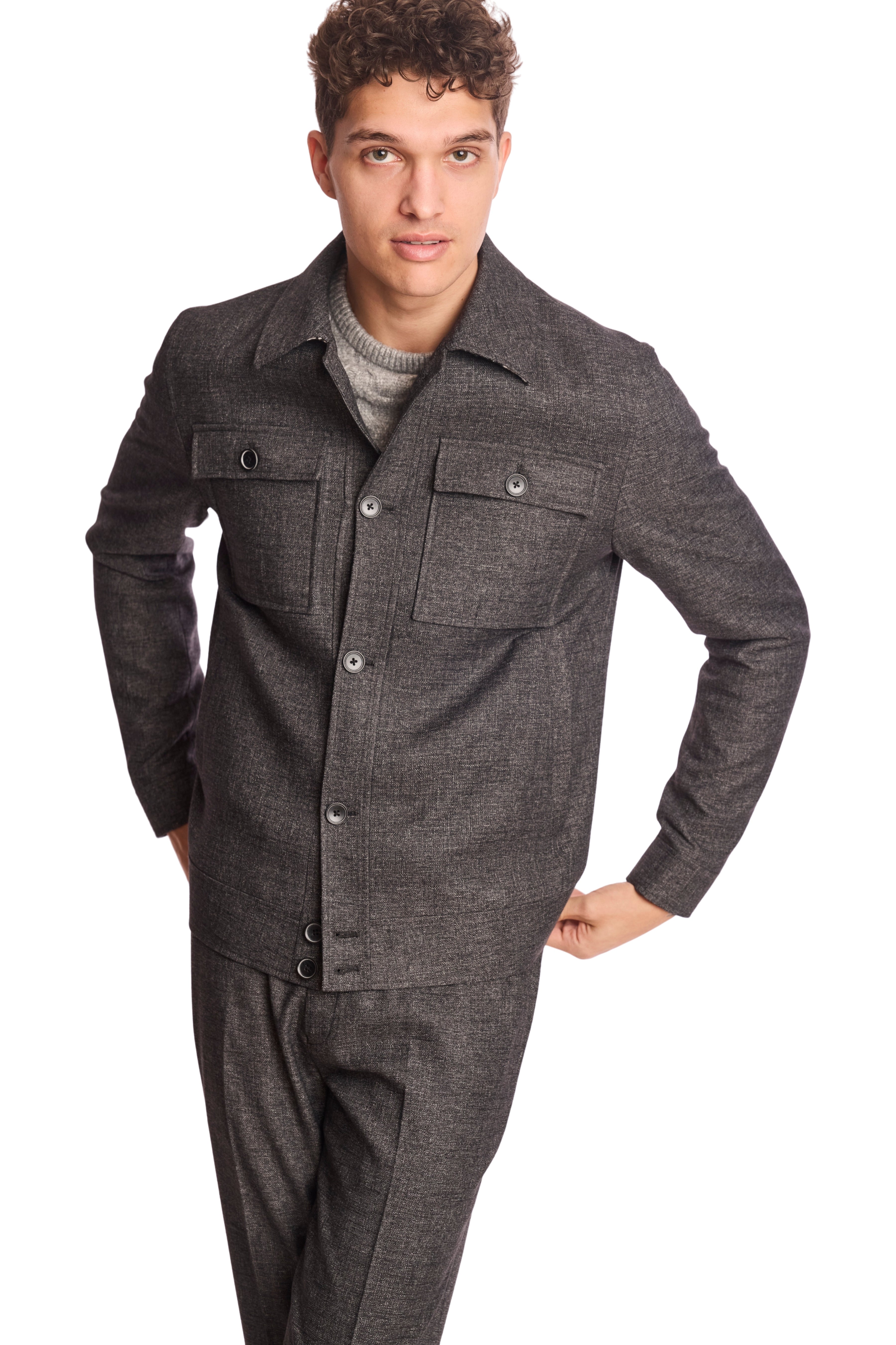Hilo Button Jacket - Charcoal