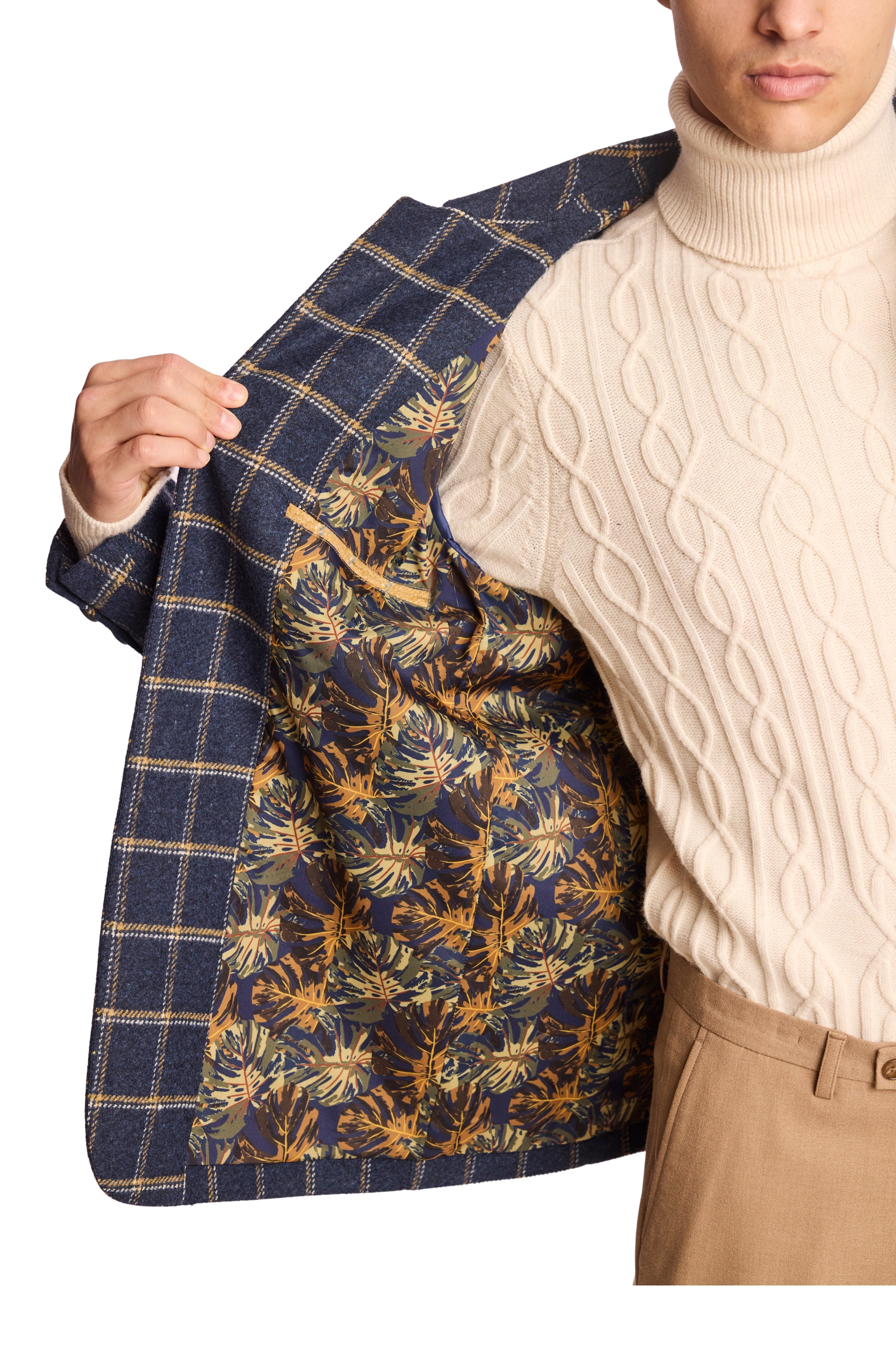 New City Button Up Jacket - Blue Mustard White Windowpane