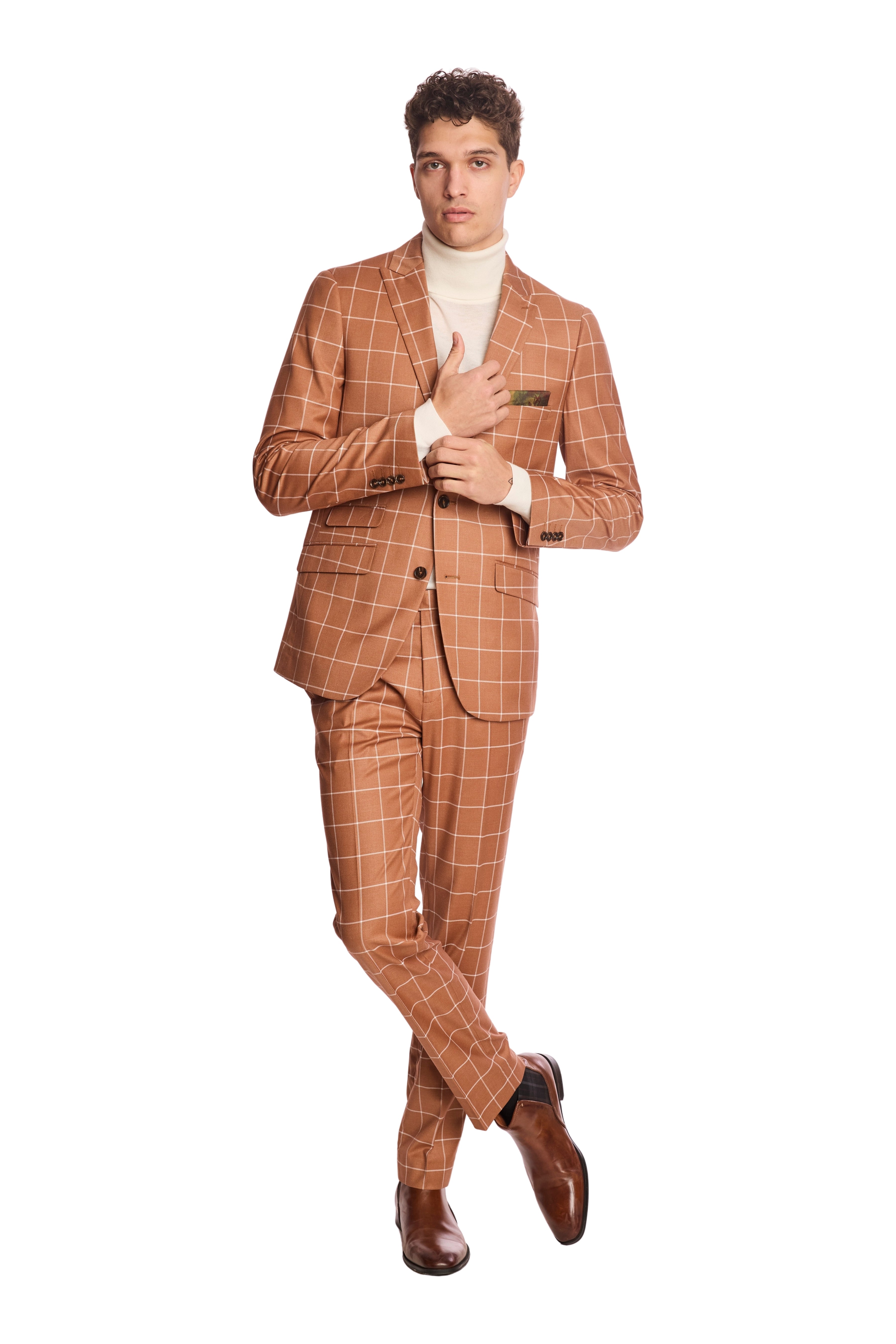 Ashton Peak Jacket - slim - Pumpkin Spice Windowpane