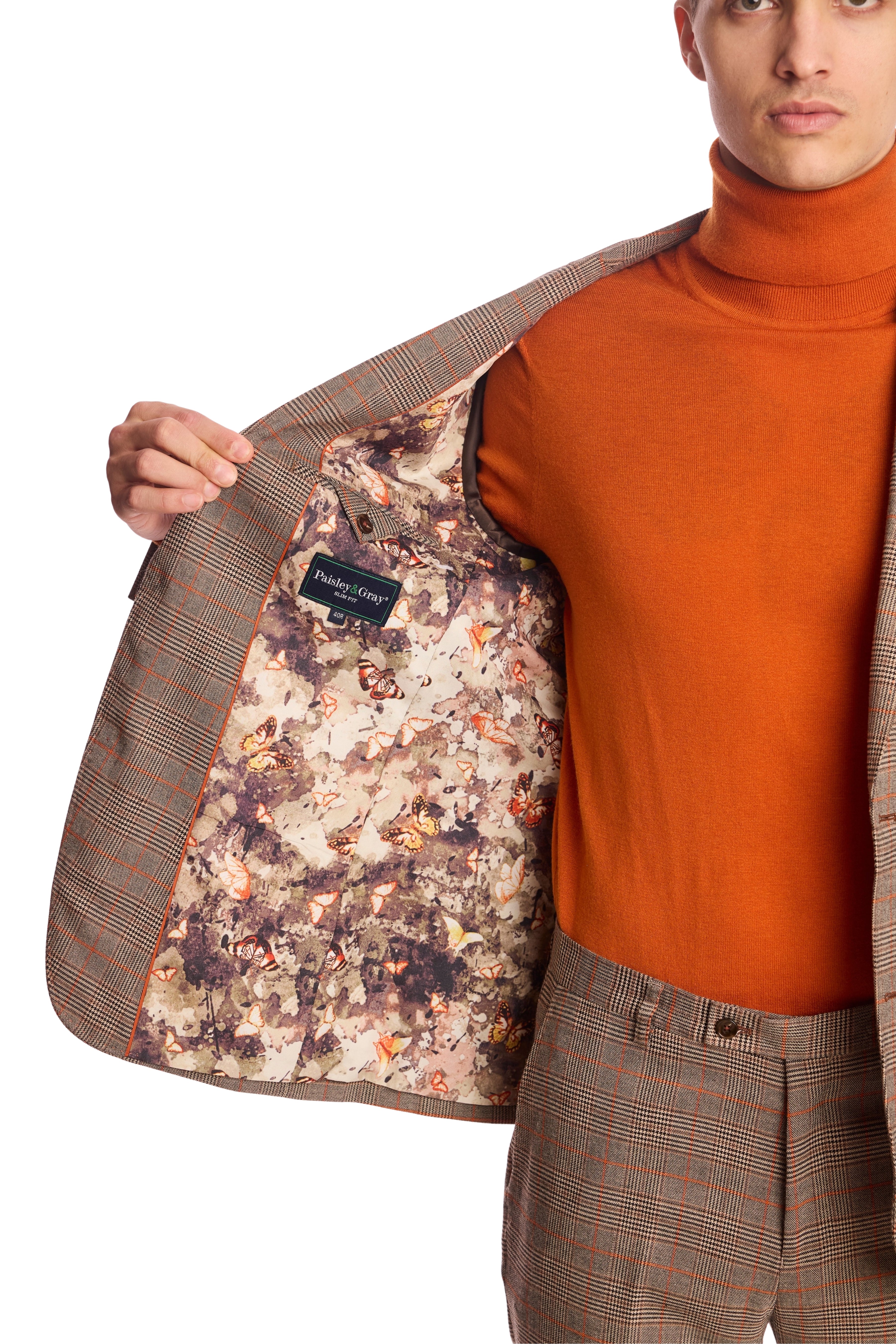 Dover Notch Jacket - slim - Orange Pop Prince of Wales