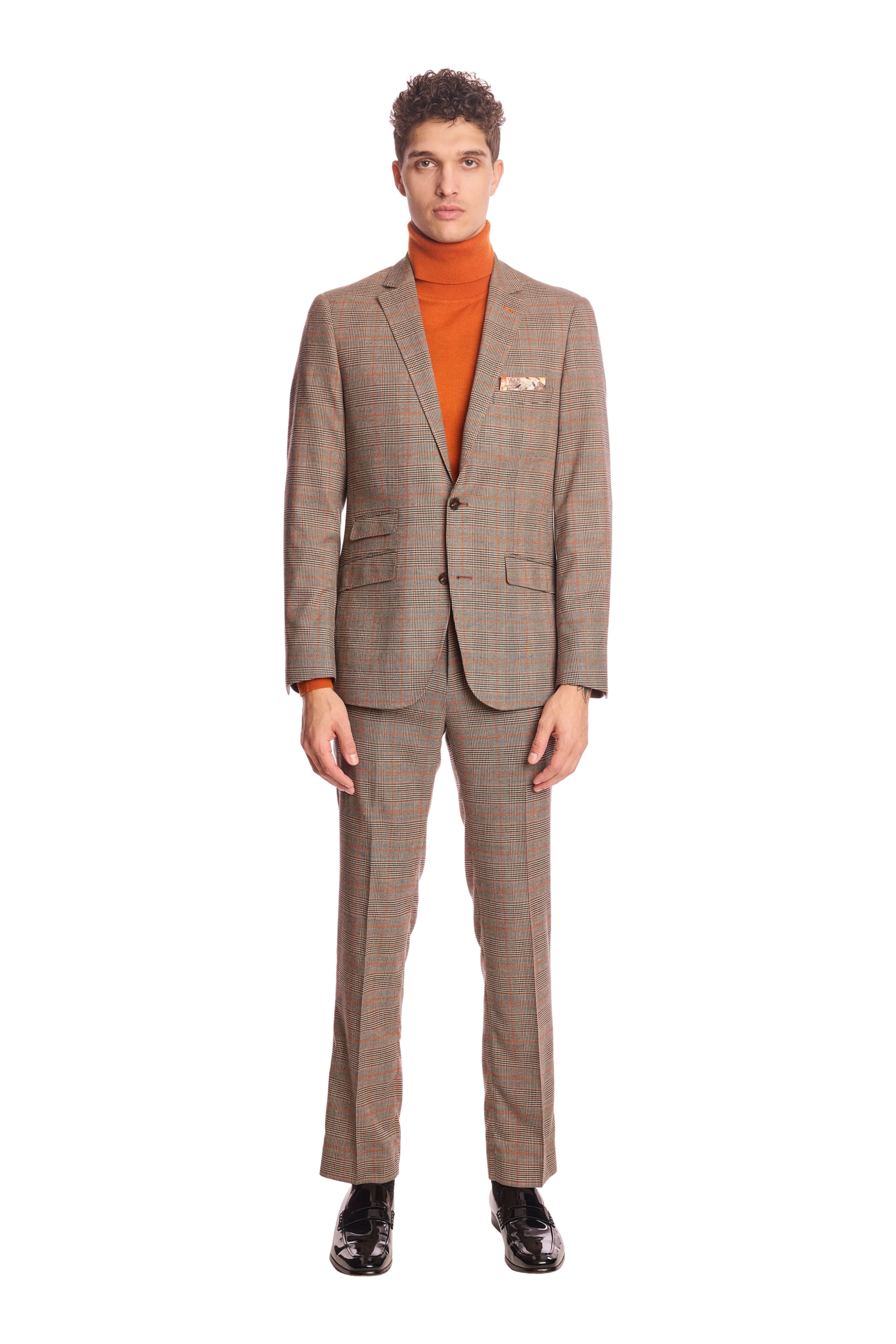 Dover Notch Jacket - slim - Orange Pop Prince of Wales