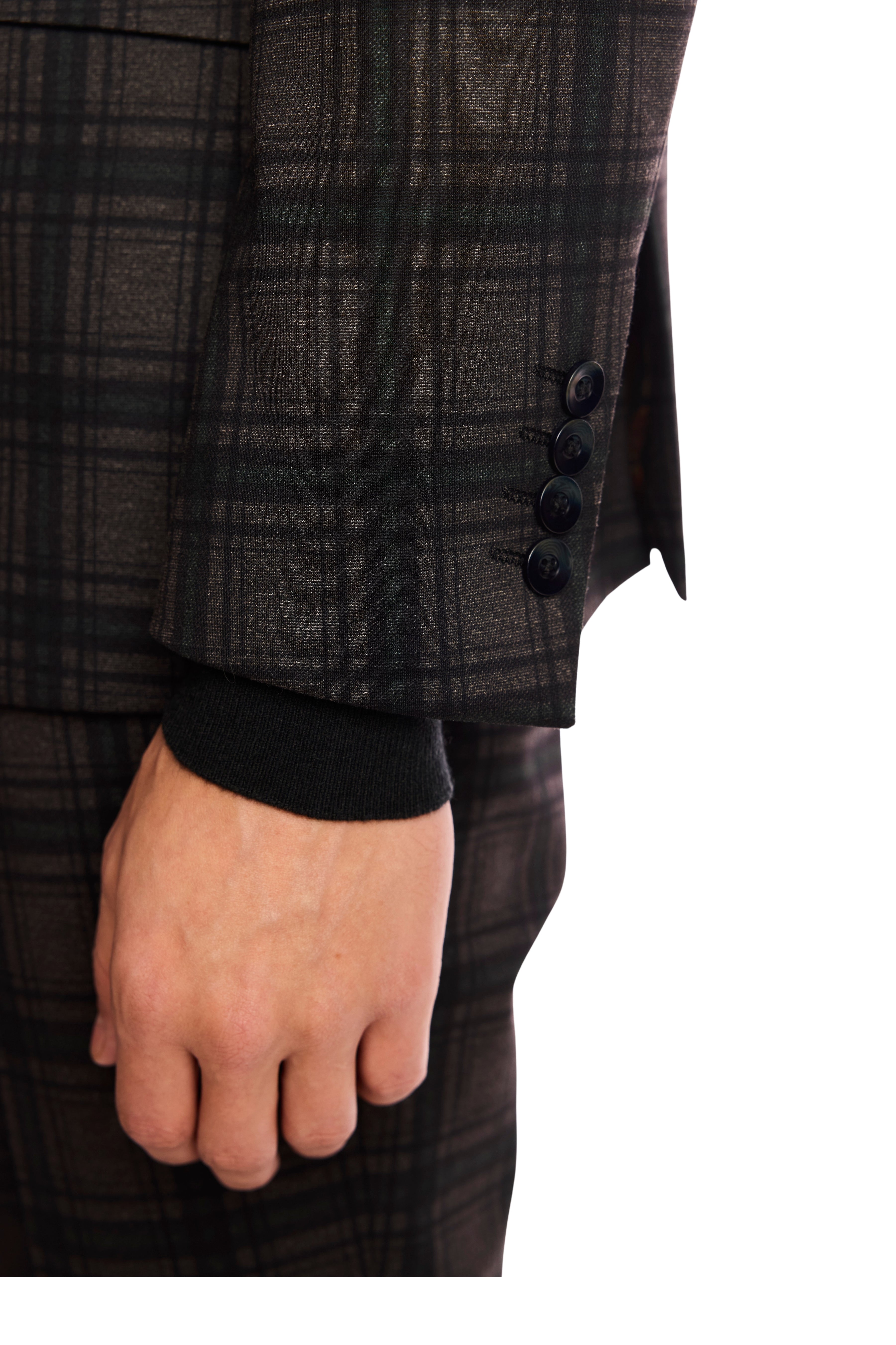 Dover Notch Jacket - slim - Green Charcoal Plaid