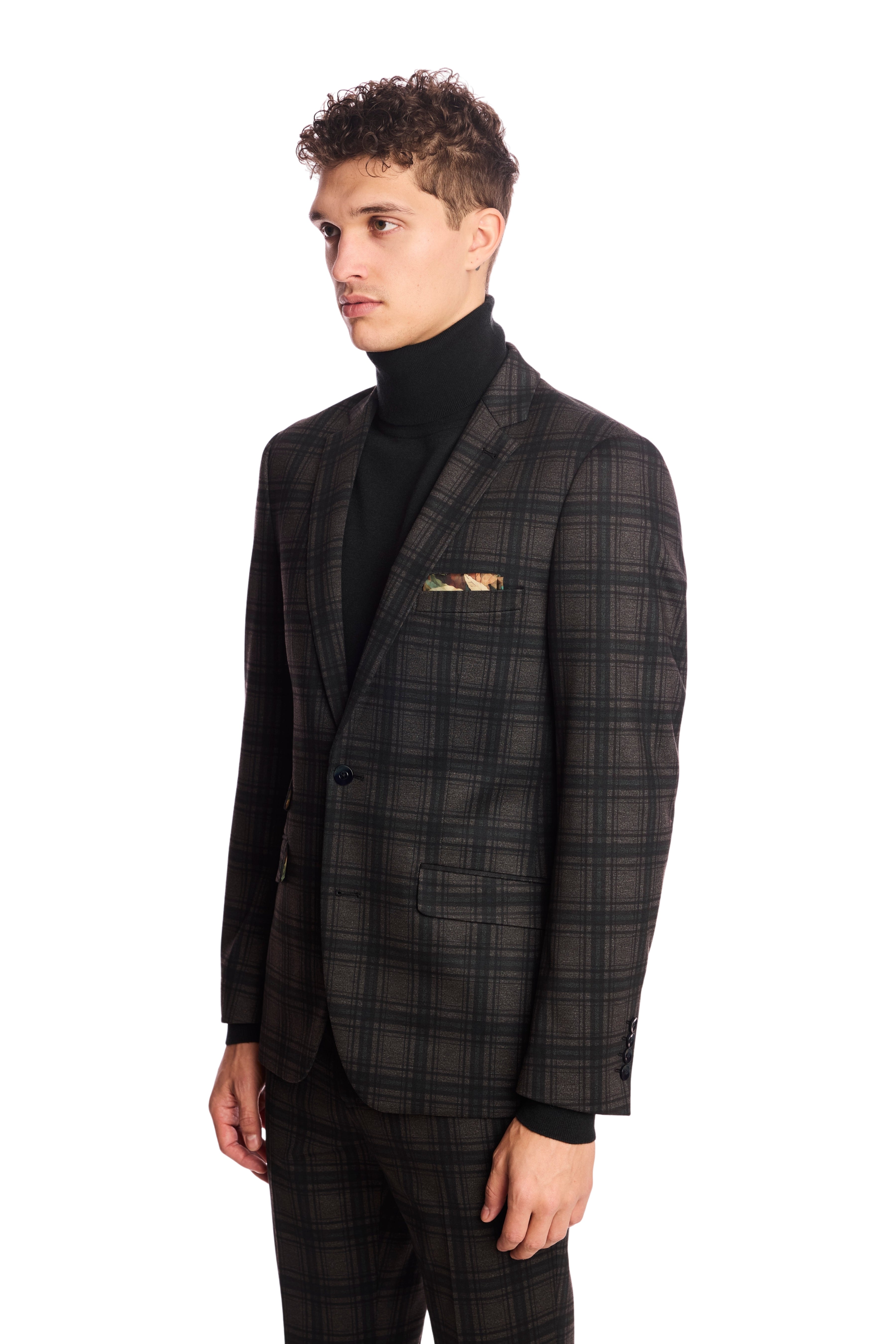 Dover Notch Jacket - slim - Green Charcoal Plaid