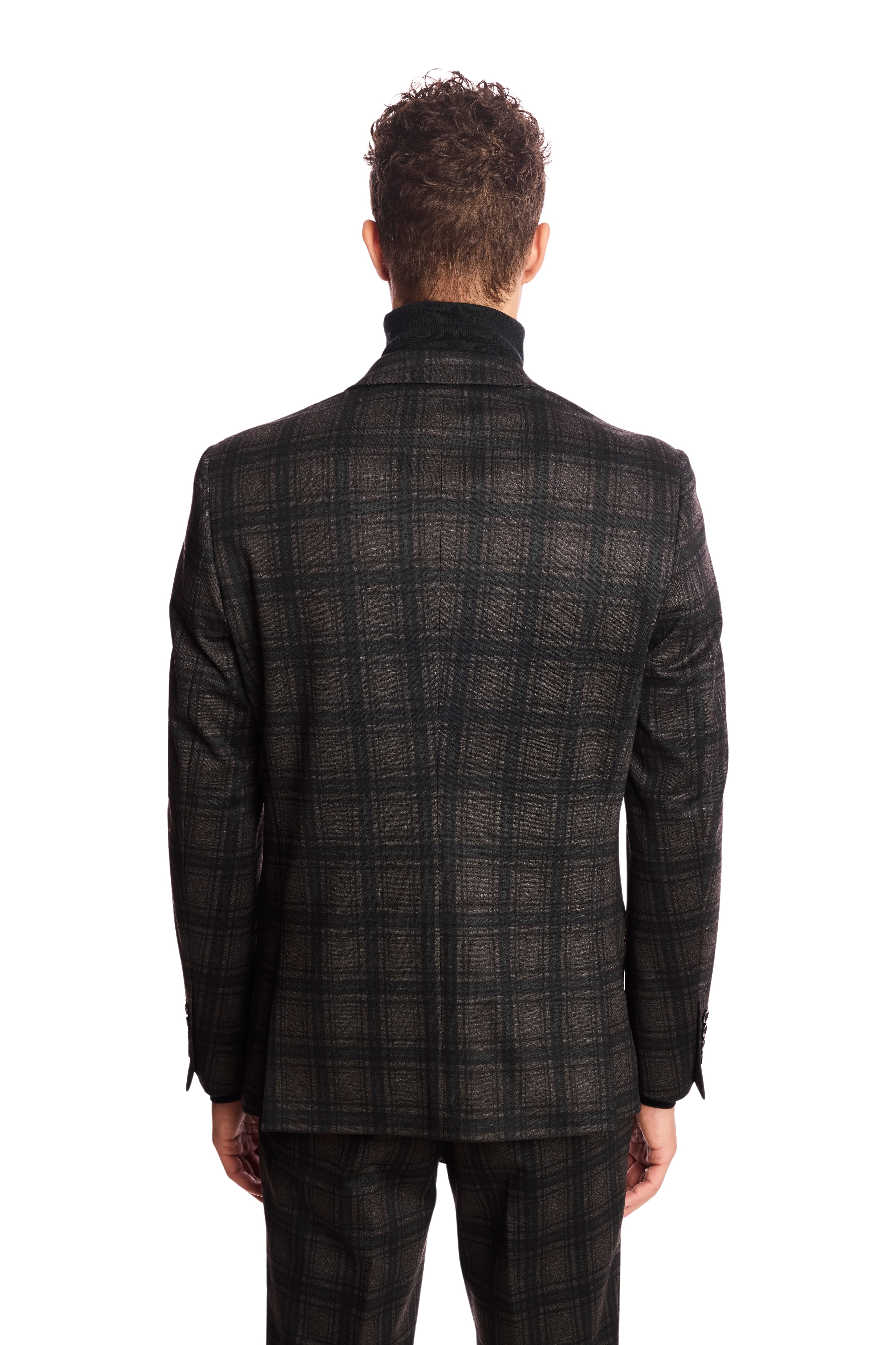 Dover Notch Jacket - slim - Green Charcoal Plaid