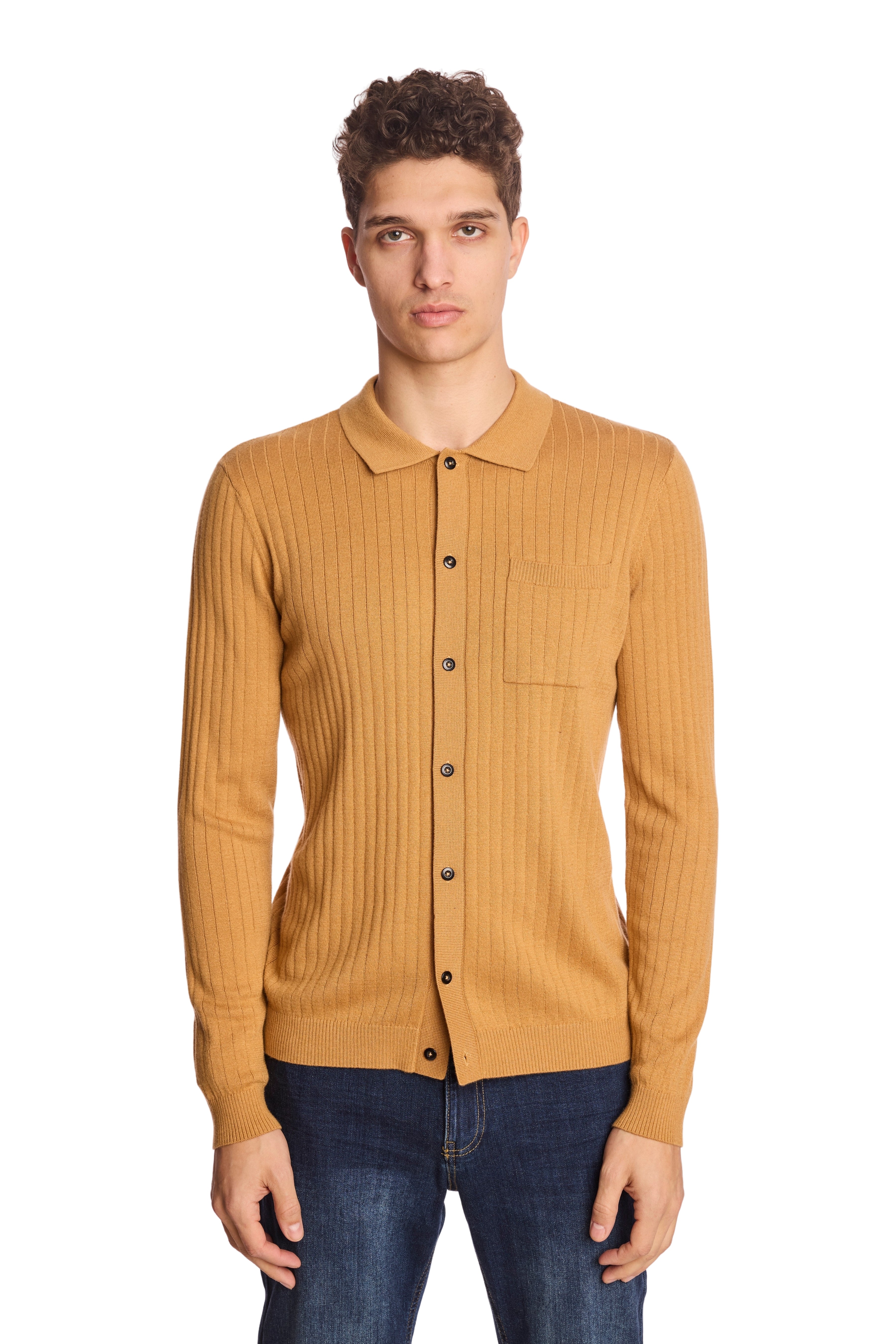 Full Placket Polo - Peanut Butter