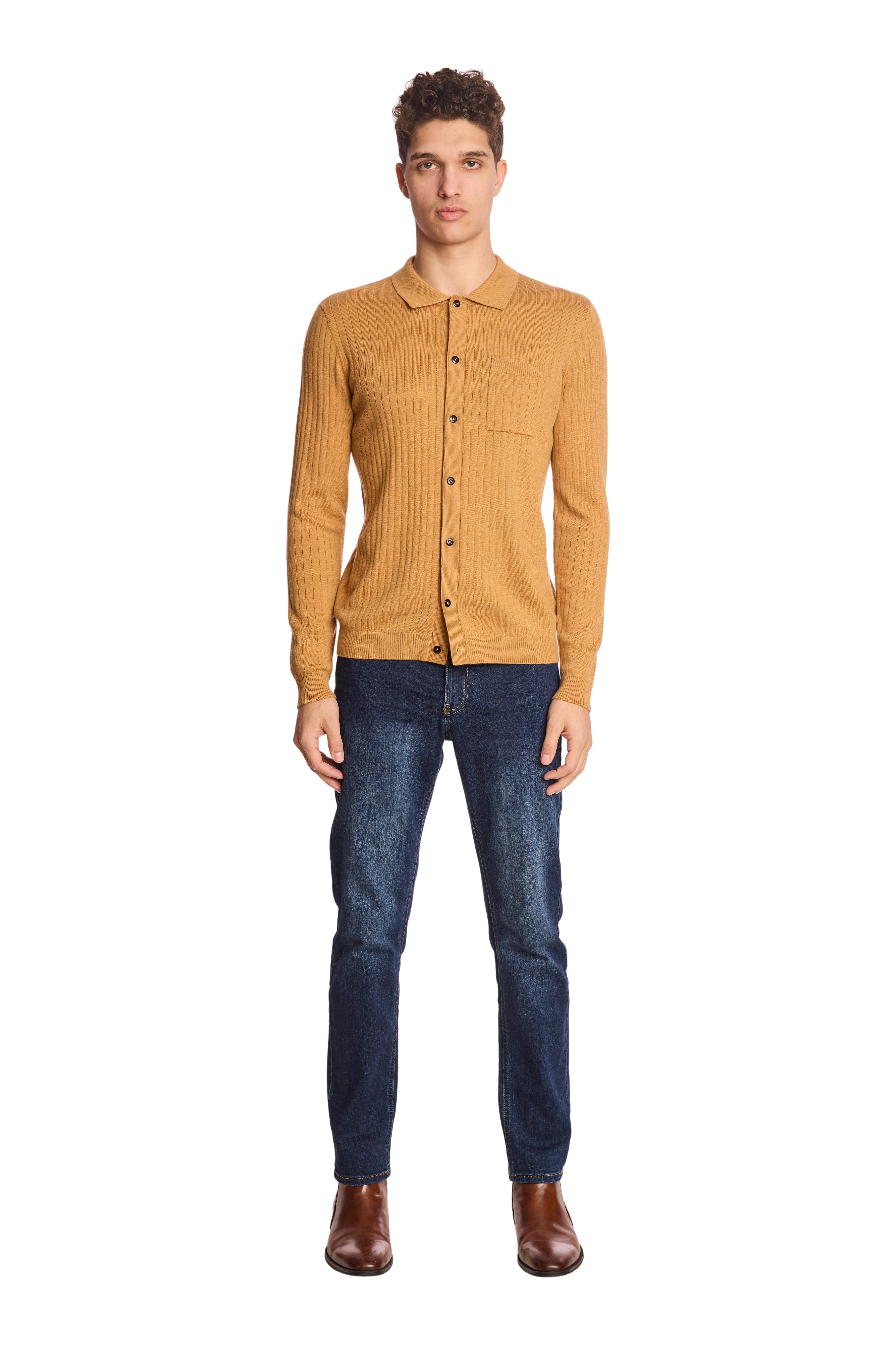 Full Placket Polo - Peanut Butter