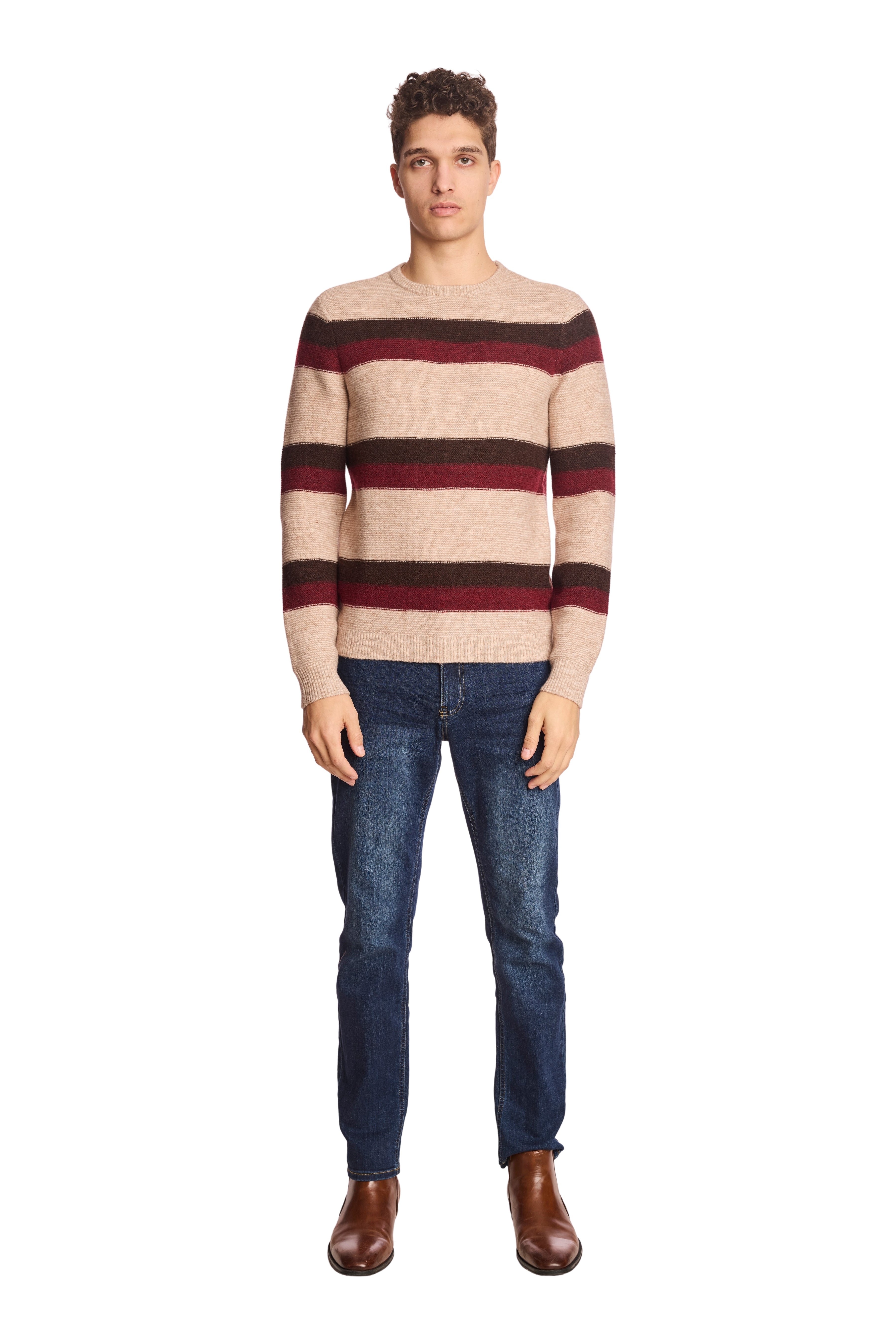 Crewneck Sweater - Cherry Coffee Stripe