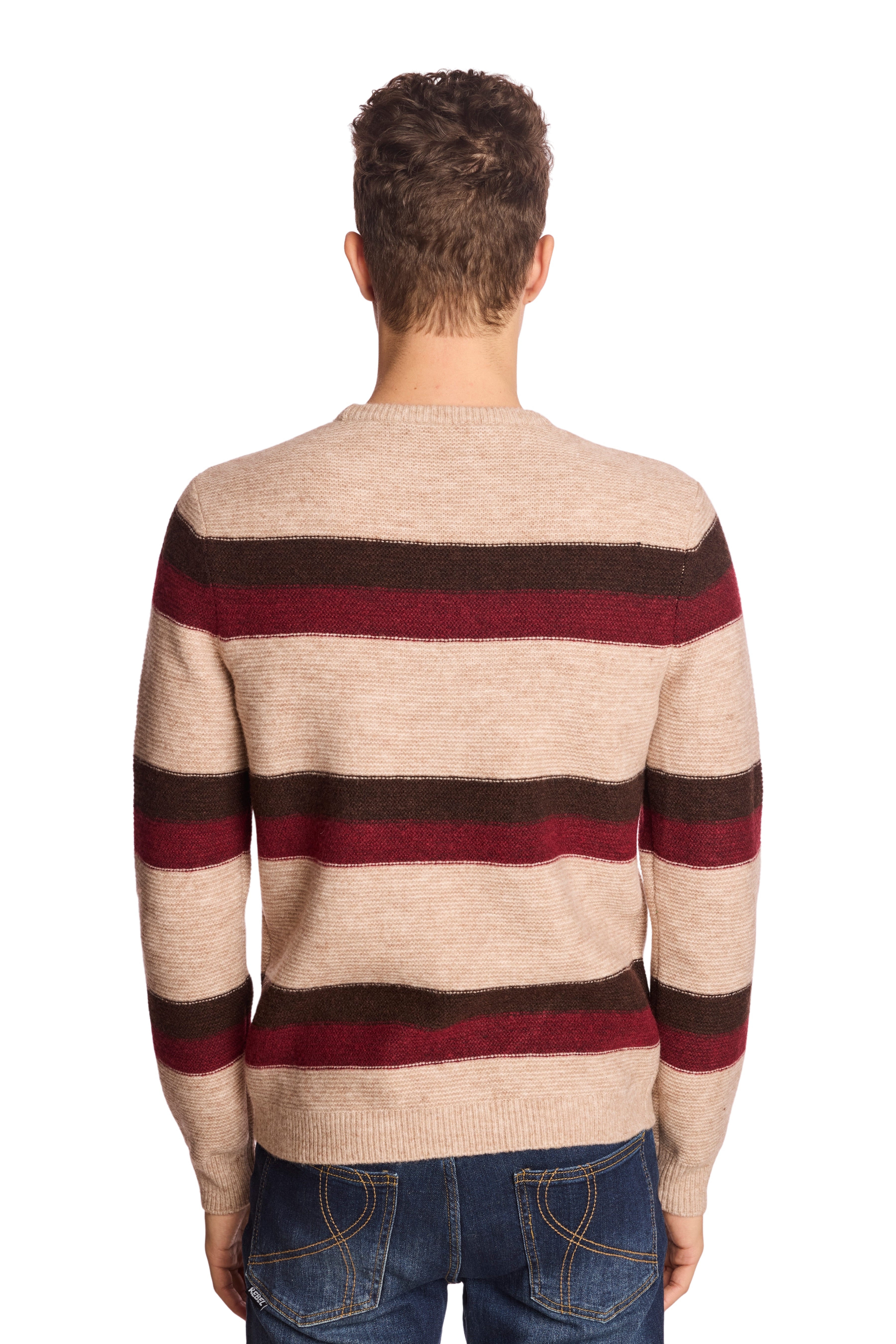 Crewneck Sweater - Cherry Coffee Stripe