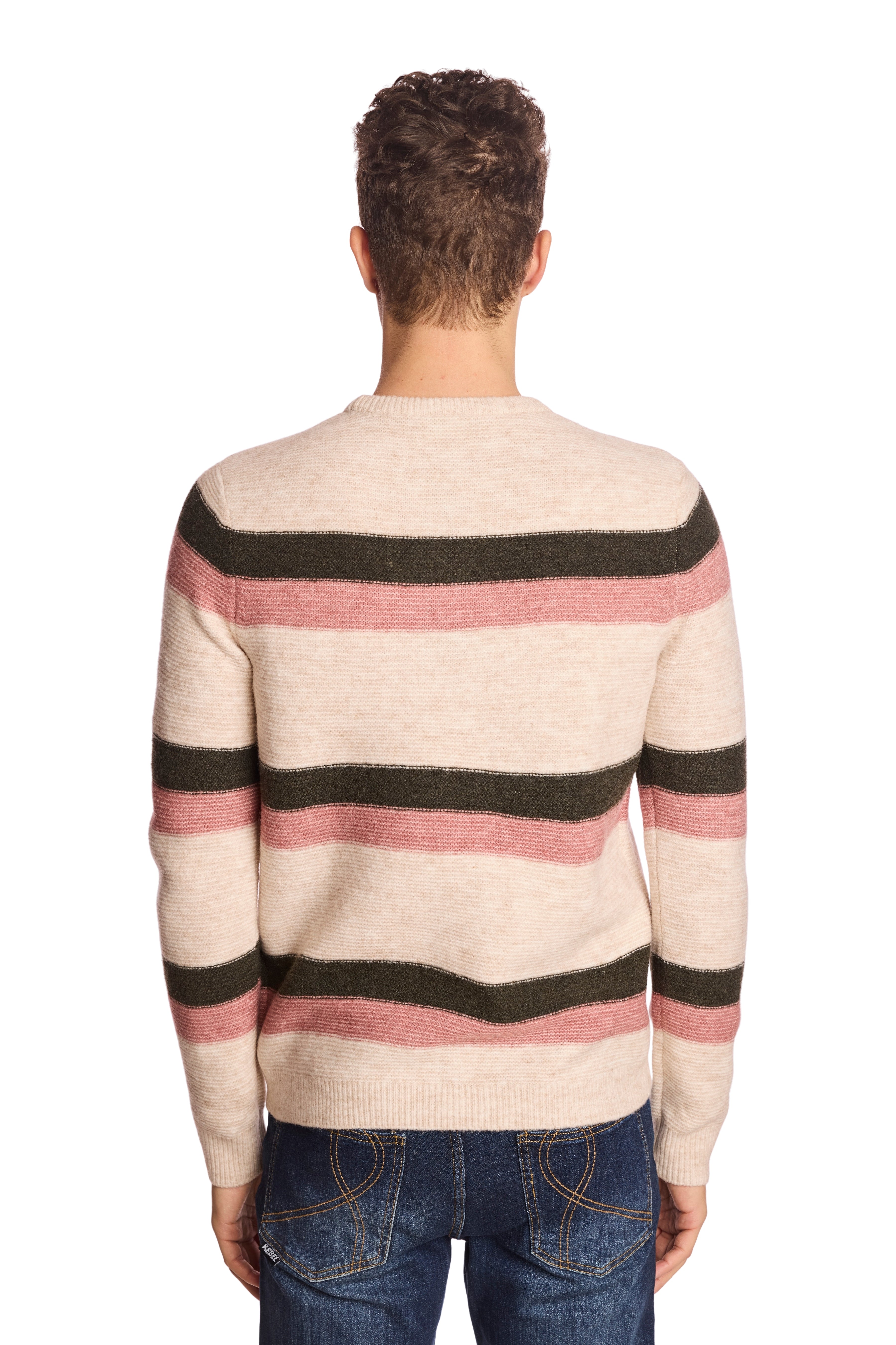 Crewneck Sweater - Pink Fern Stripe