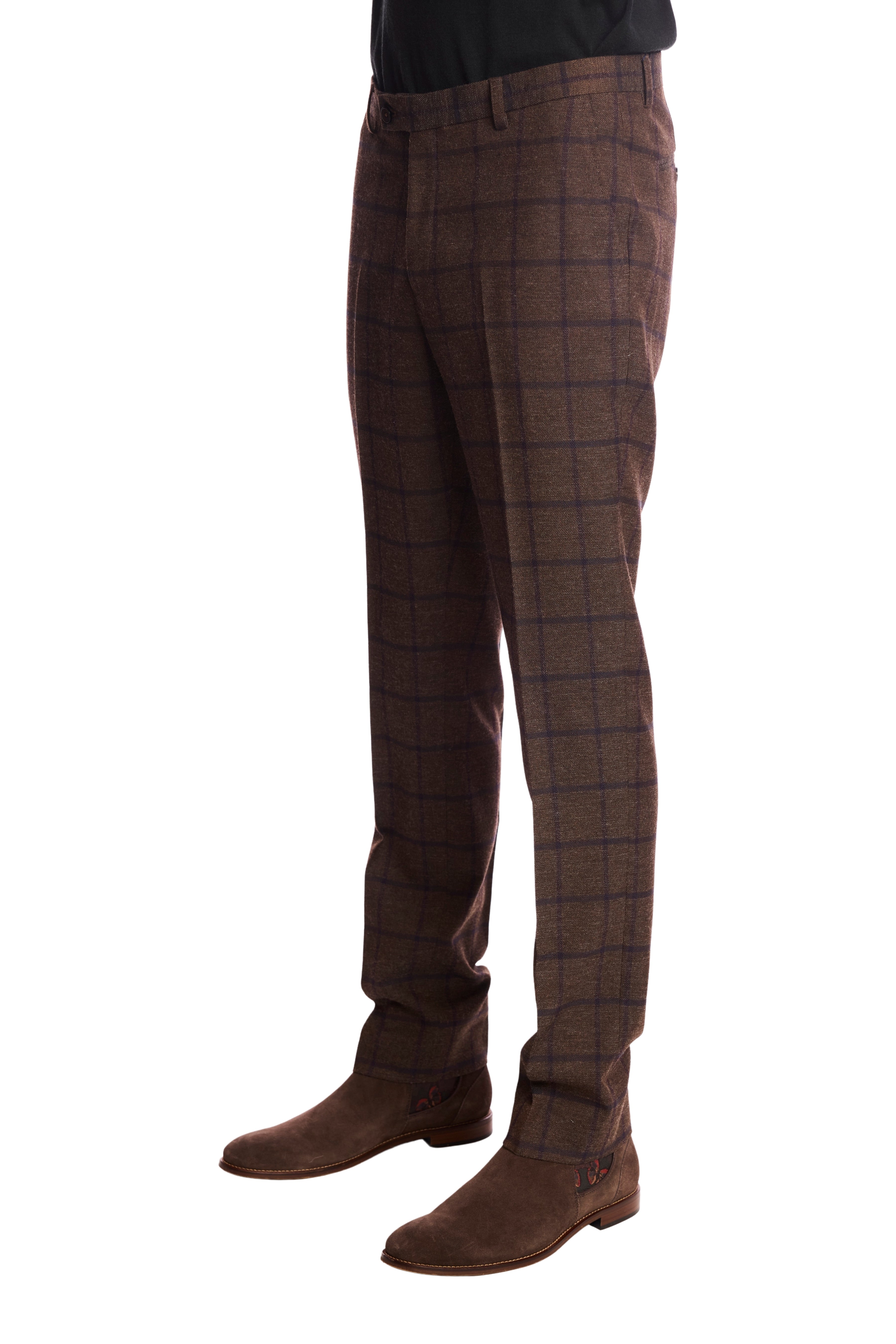 Downing pants - slim - Brown & Violet Windowpane
