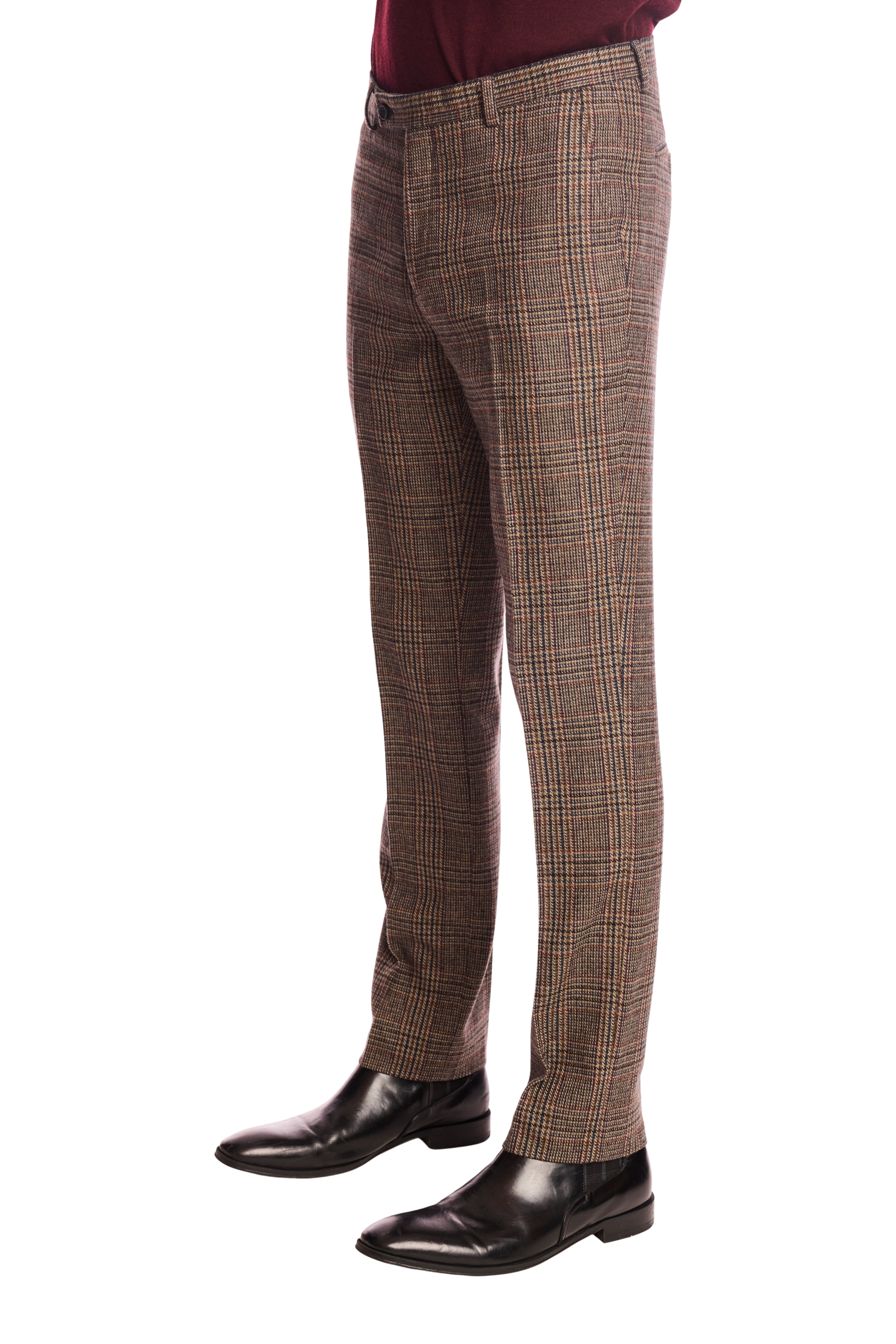 Downing pants - slim - Teal Burgundy Brown Plaid